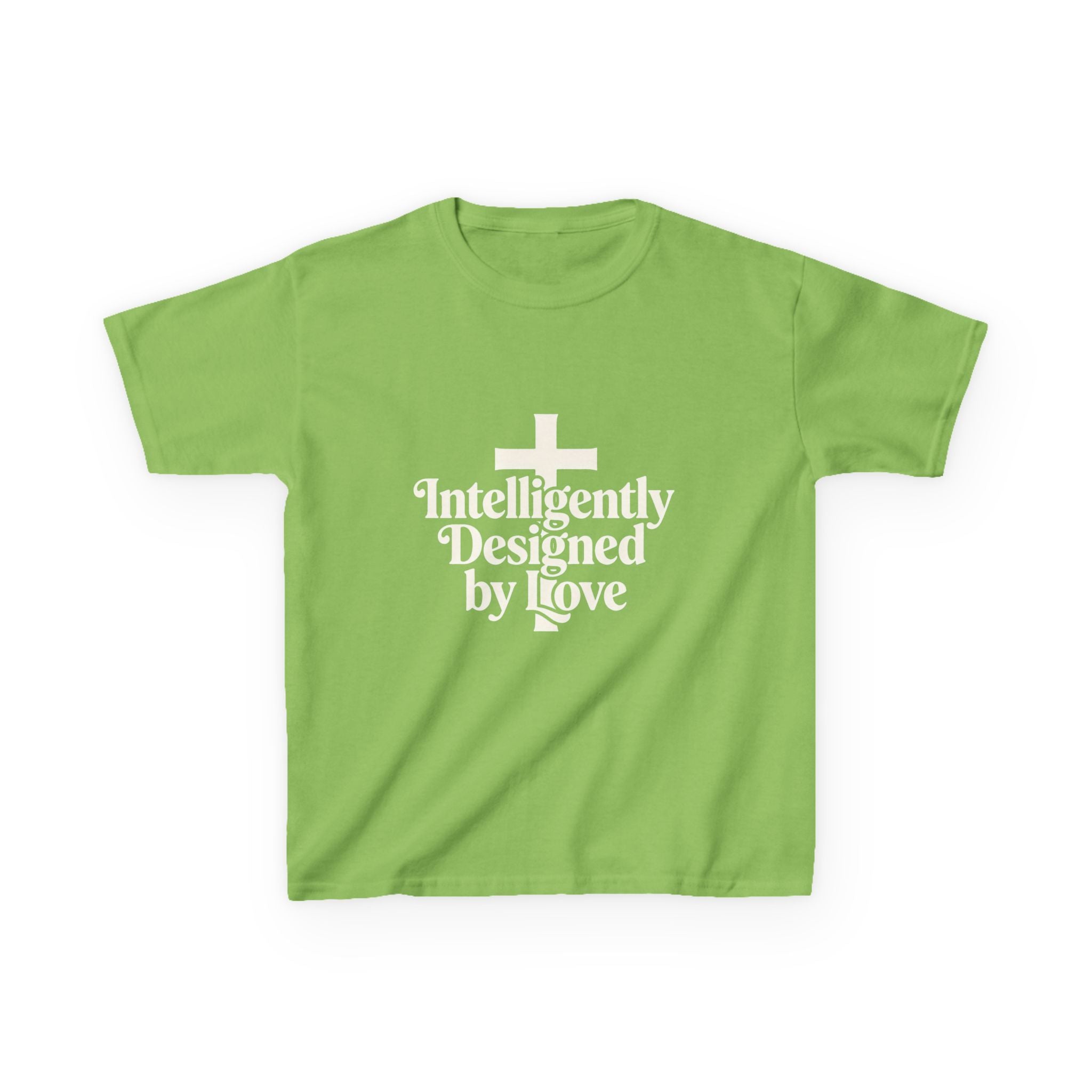 Kids Tee – "Intelligently Designed by Love" Christian Cross Shirt
