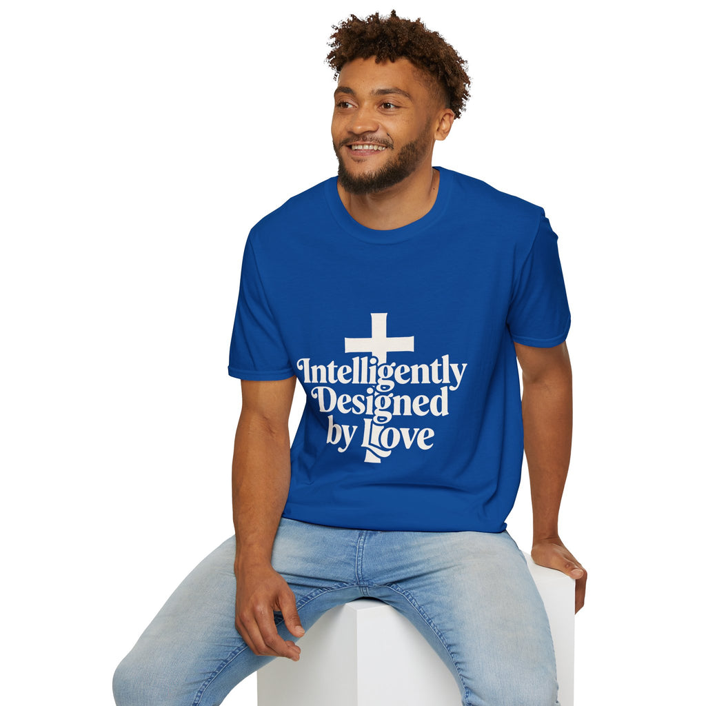 Christian T-Shirt — "Intelligently Designed by Love" Cross Faith Tee