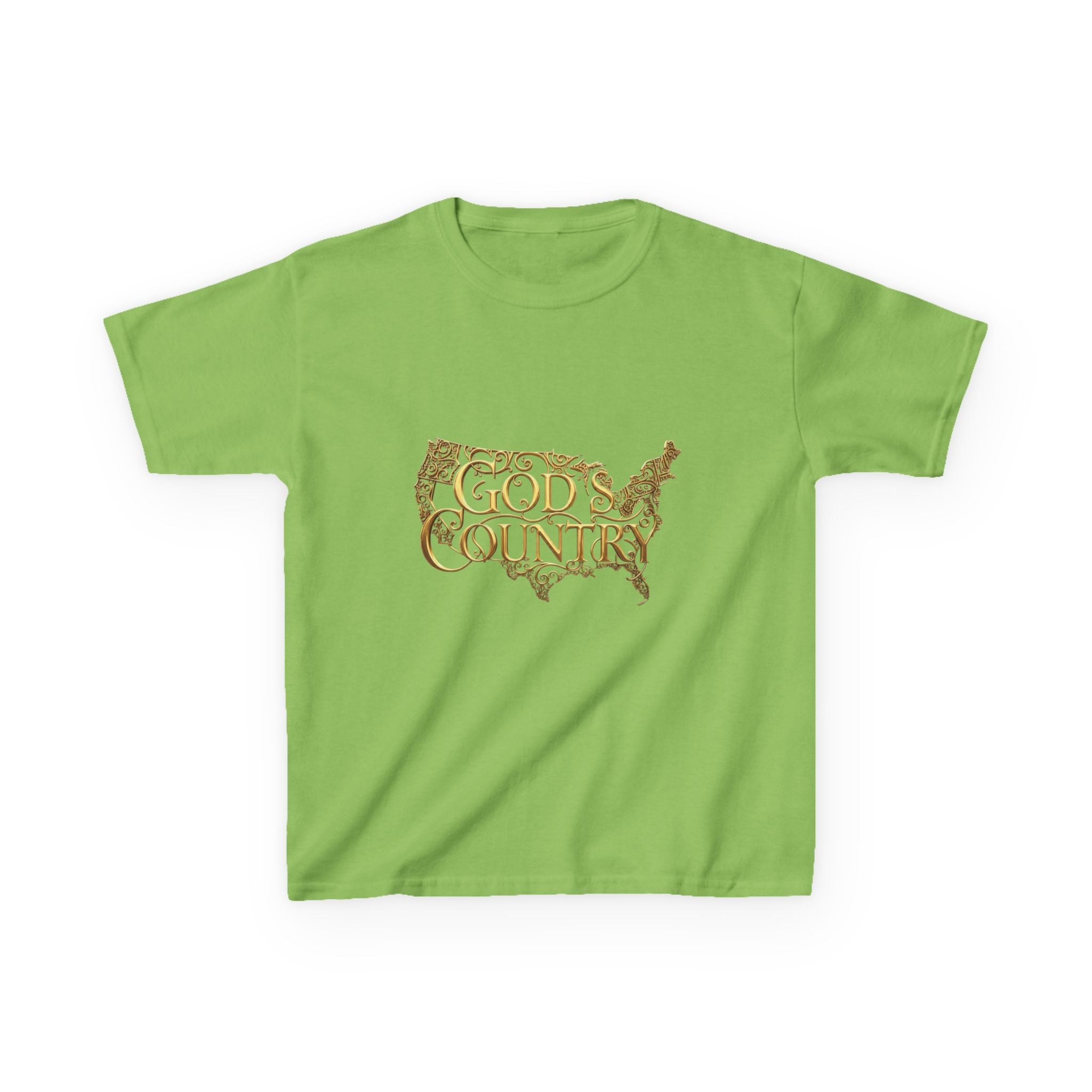 Kids T‑Shirt — "God's Country" USA Map Kids Tee (Patriotic Christian Youth Shirt)