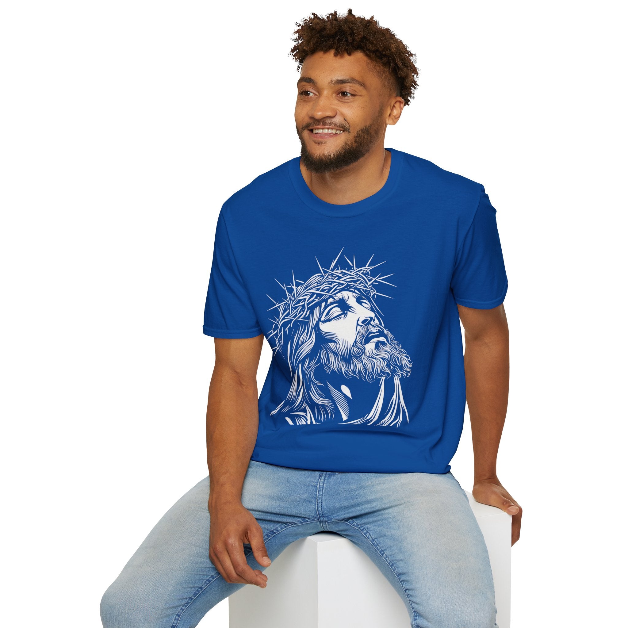 Jesus Portrait T-Shirt – Crown of Thorns Christian Faith Tee