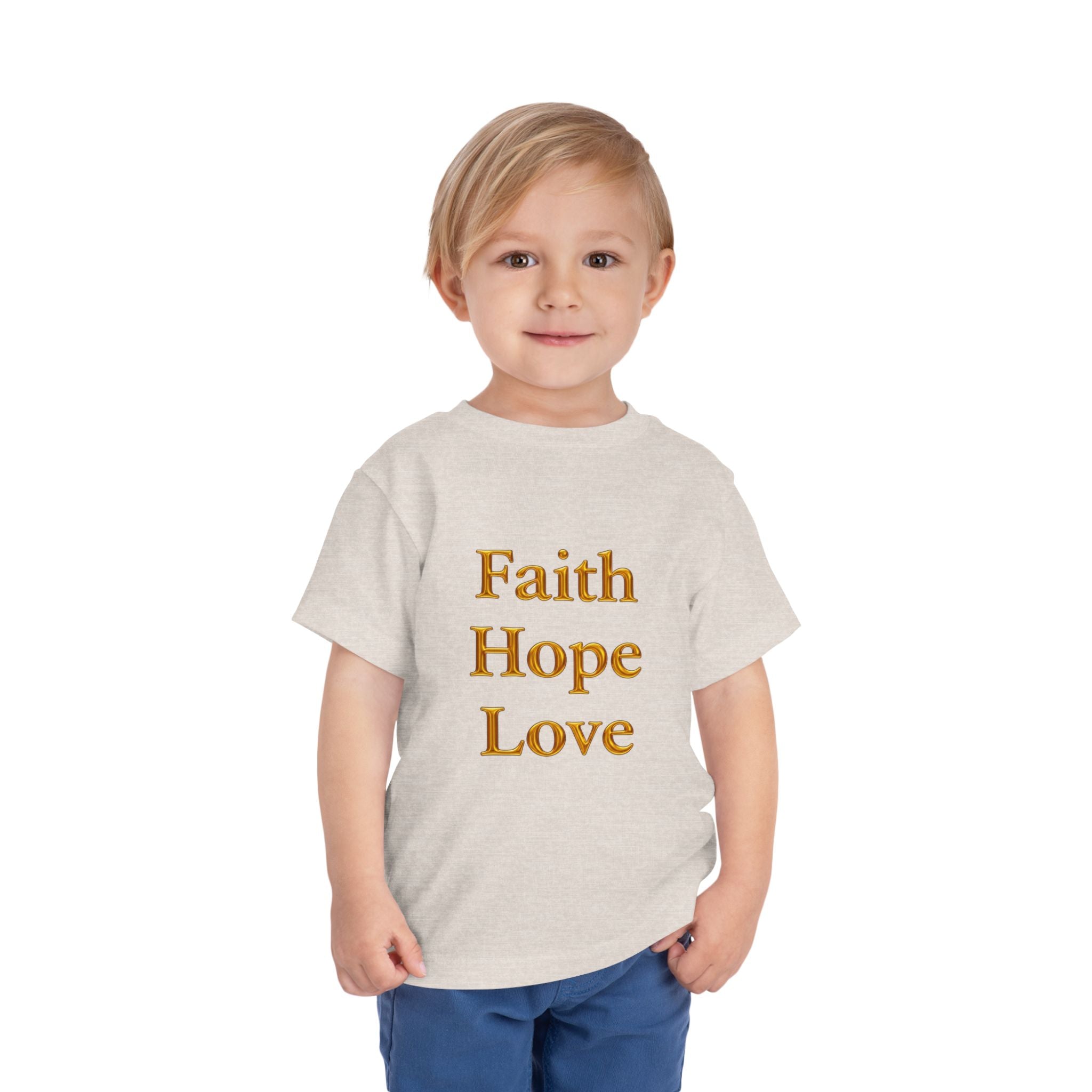 Toddler Tee — Faith Hope Love Gold Text