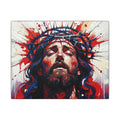Jesus Christ Crown of Thorns Canvas Wall Art — Dramatic Religious Portrait