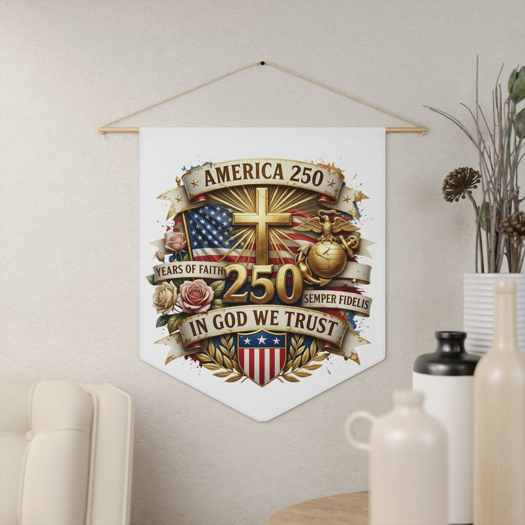America 250 Semper Fidelis Pennant Banner — In God We Trust Patriotic Wall Flag