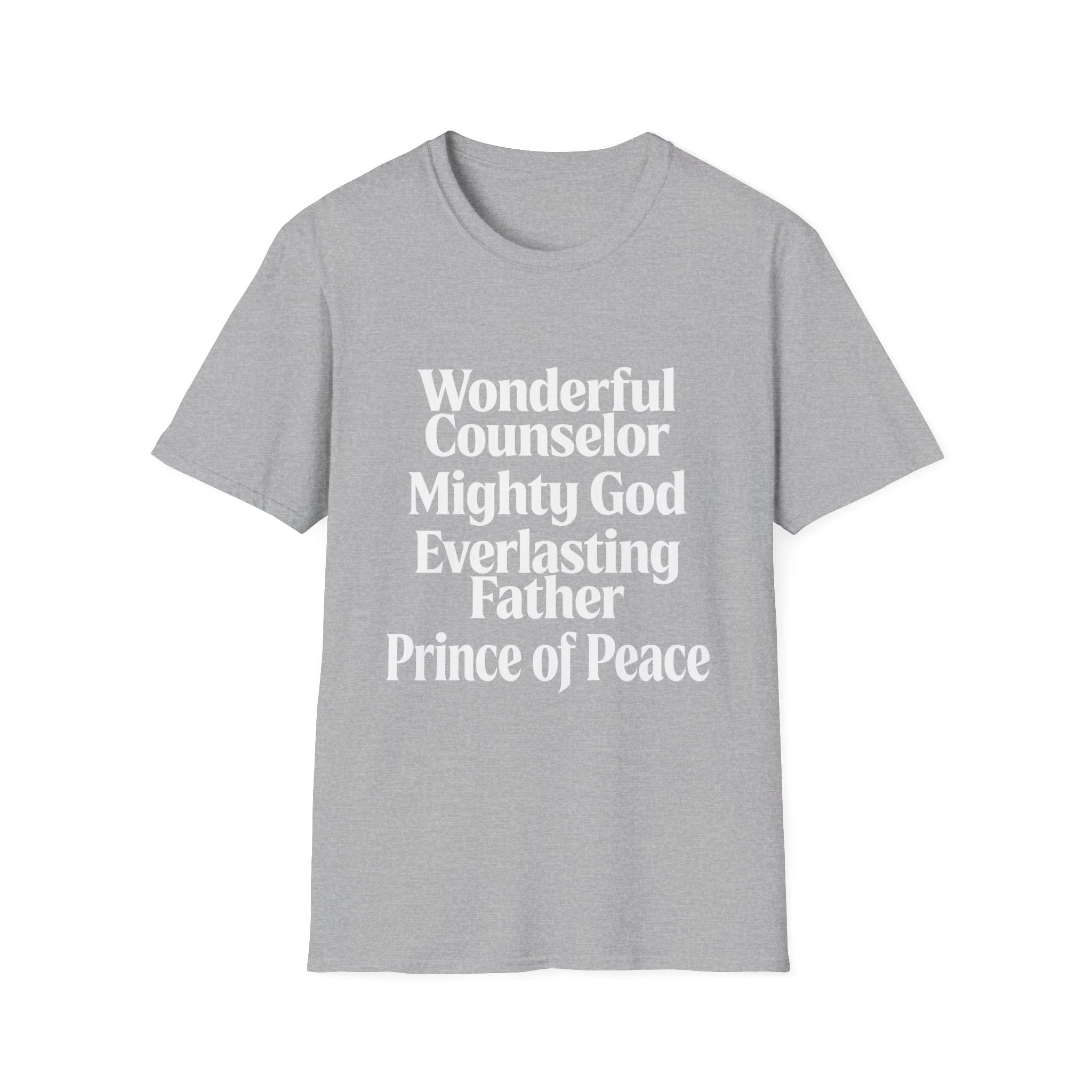 Names of Jesus from Isaiah T-Shirt — Plain Softstyle Crew Tee