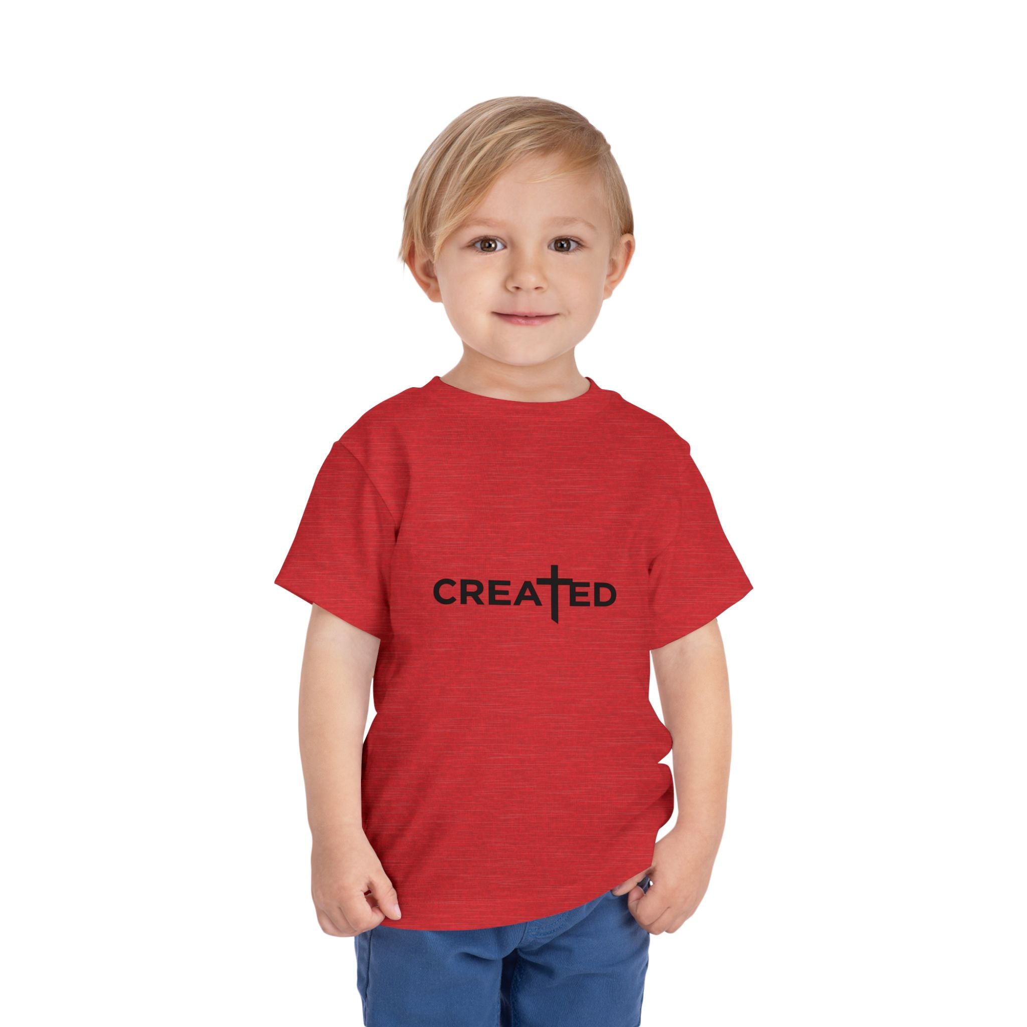 Toddler Tee — "Created" Cross Logo Christian Baby Shirt