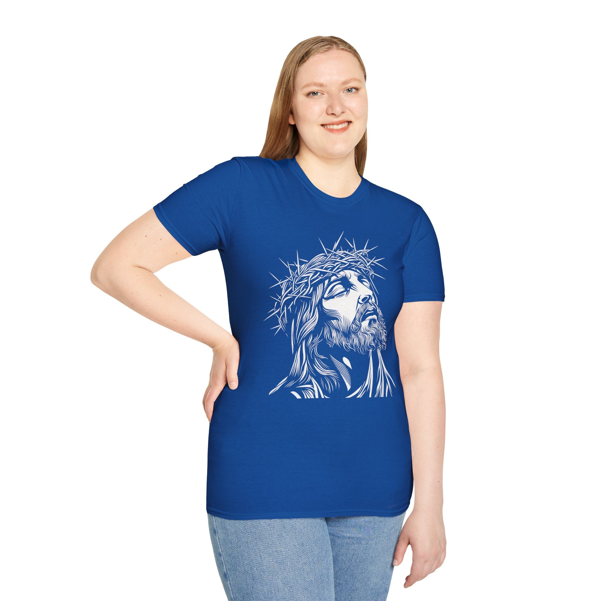 Jesus Portrait T-Shirt – Crown of Thorns Christian Faith Tee