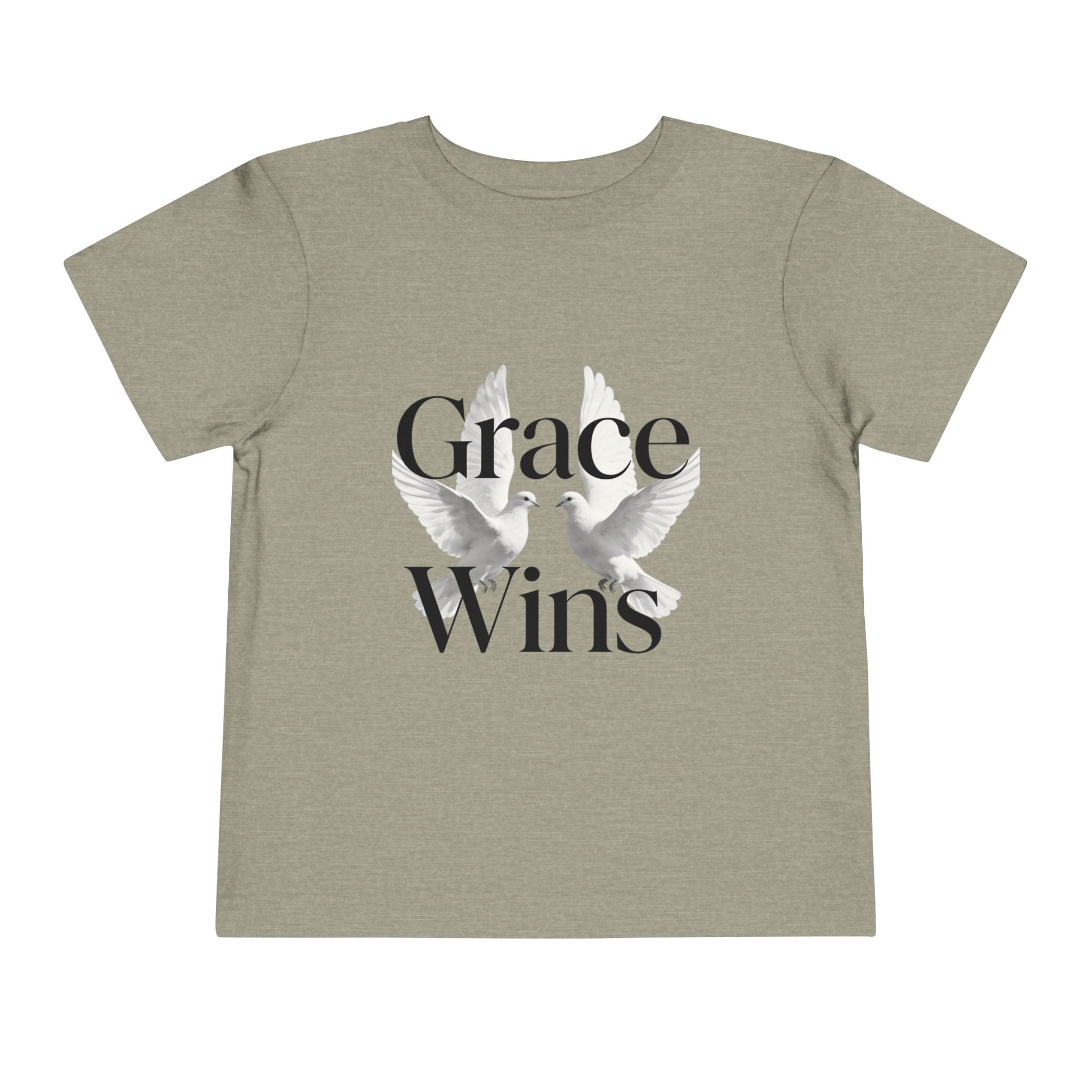 Toddler Tee — "Grace Wins" Dove Graphic Christian Short Sleeve Shirt