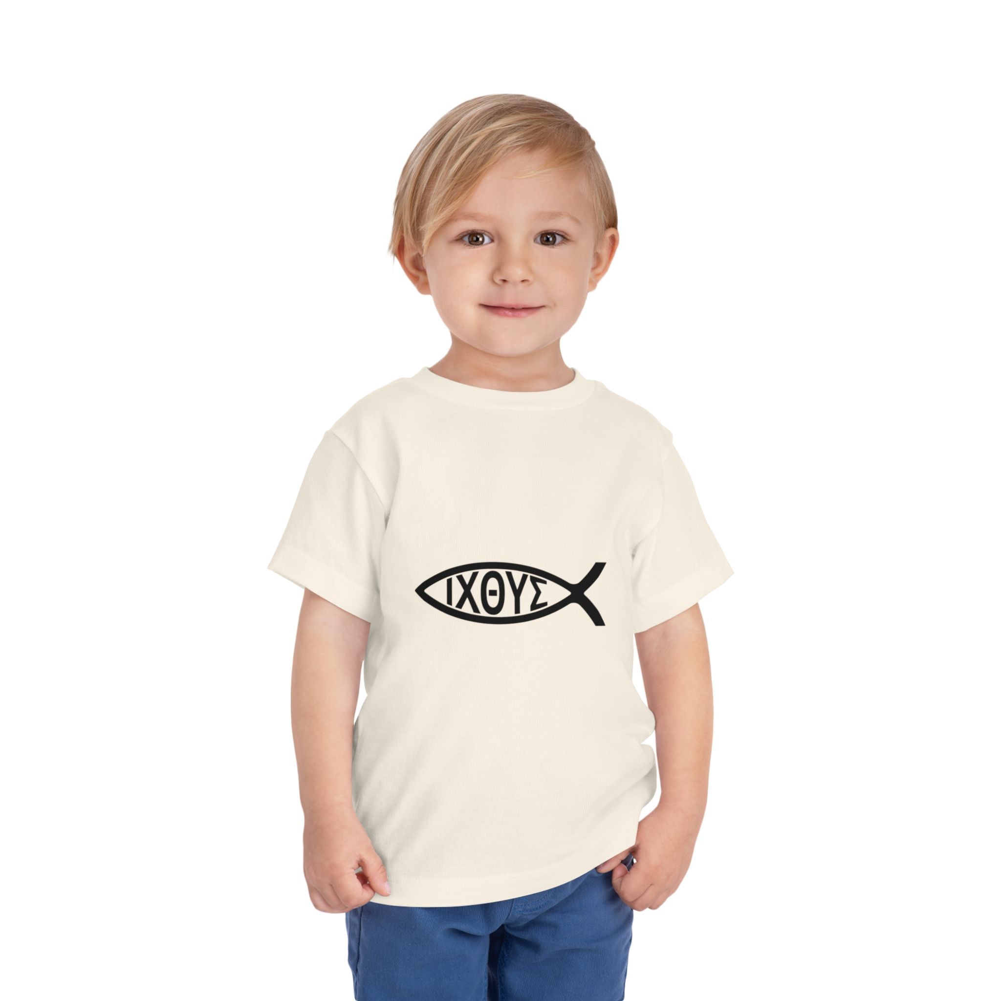 Toddler Tee — Christian Ichthys Fish Logo Kids Shirt (Faith Symbol)