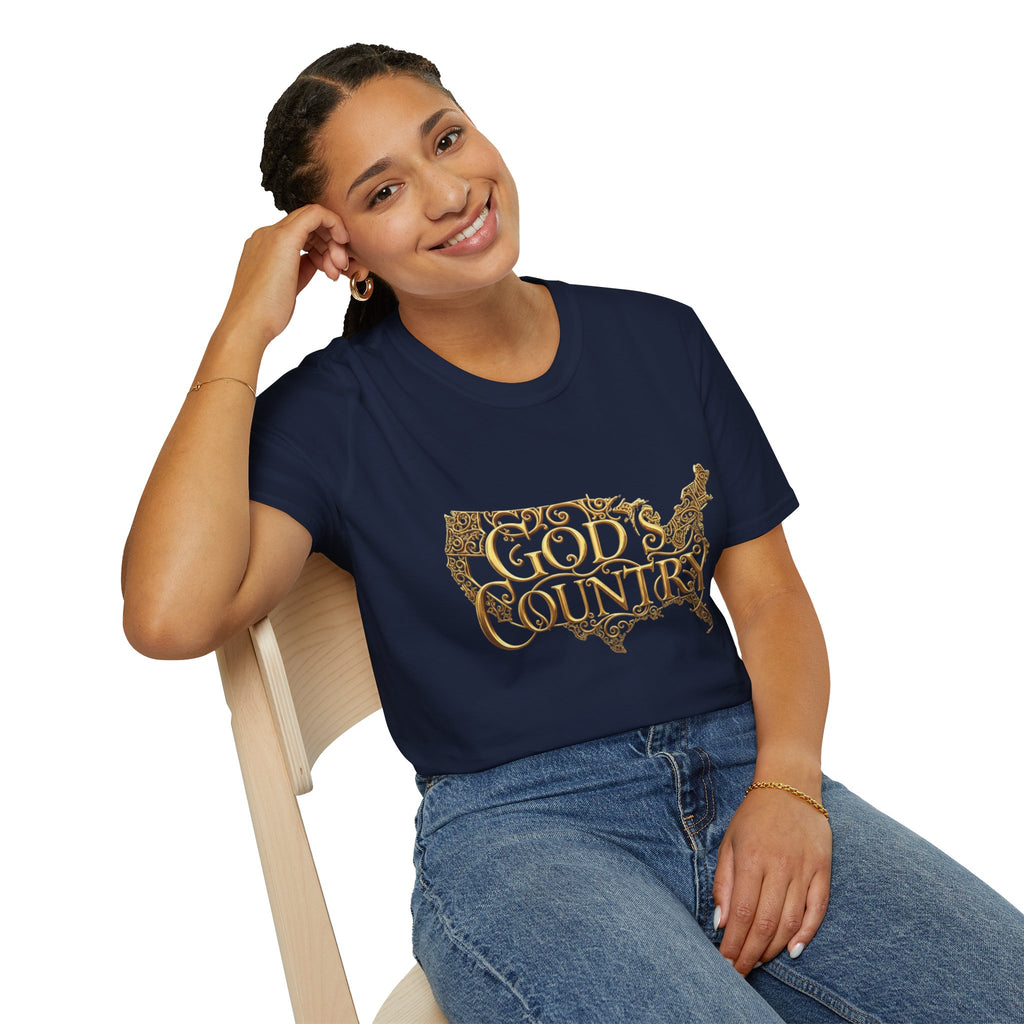 God's Country T-Shirt — Vintage USA Map Faith Tee