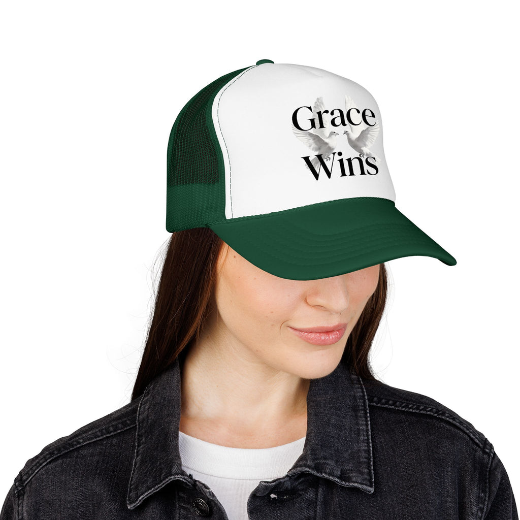 Grace Wins Trucker Hat — Inspirational Dove Foam Cap