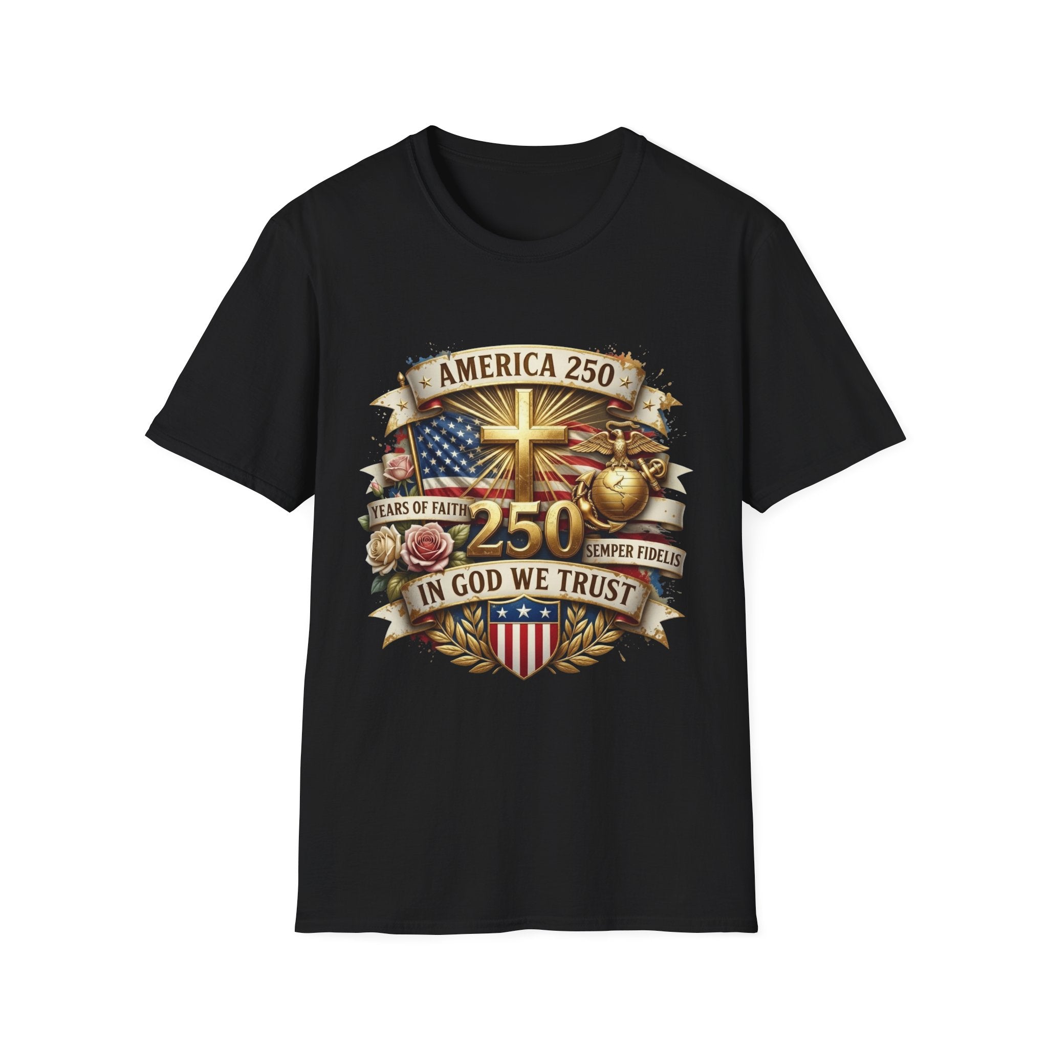 America 250 Christian T-Shirt — "In God We Trust" Patriotic Faith Tee