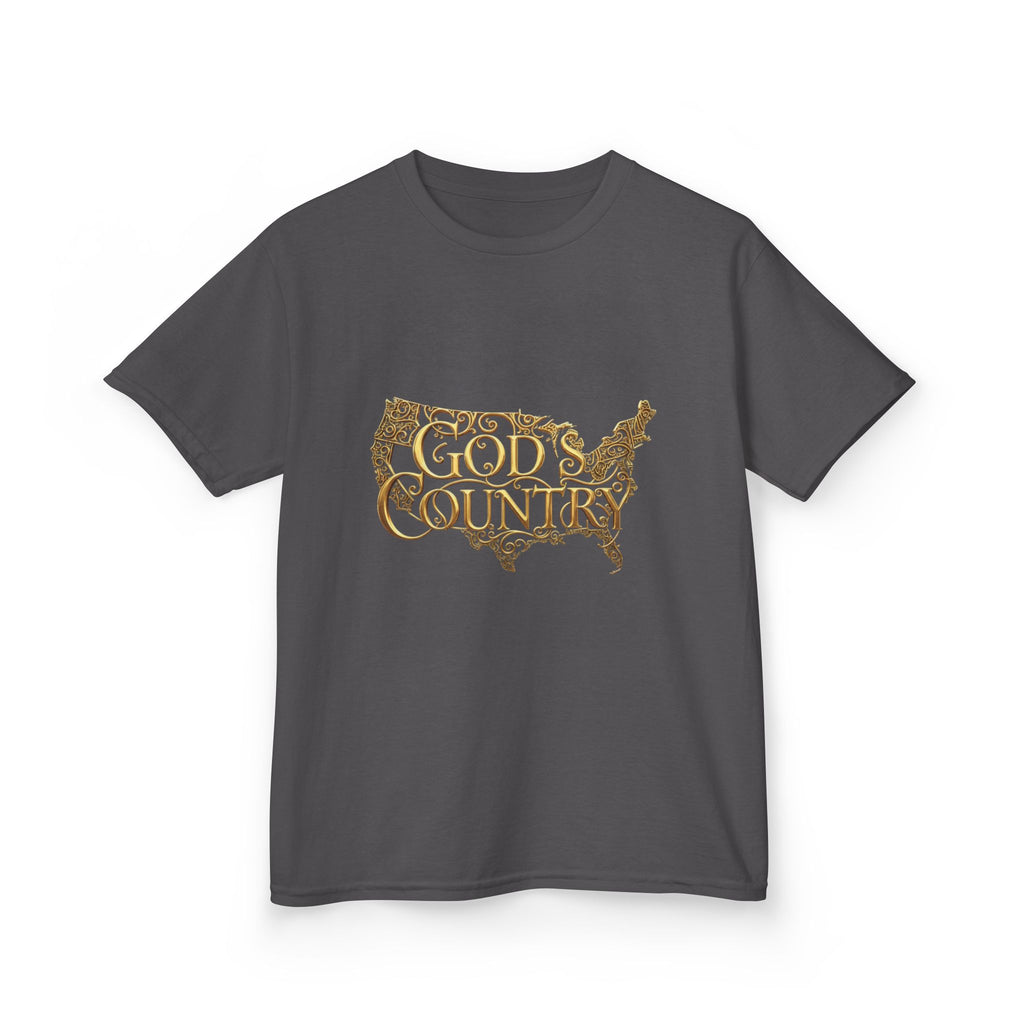 Kids T‑Shirt — "God's Country" USA Map Kids Tee (Patriotic Christian Youth Shirt)