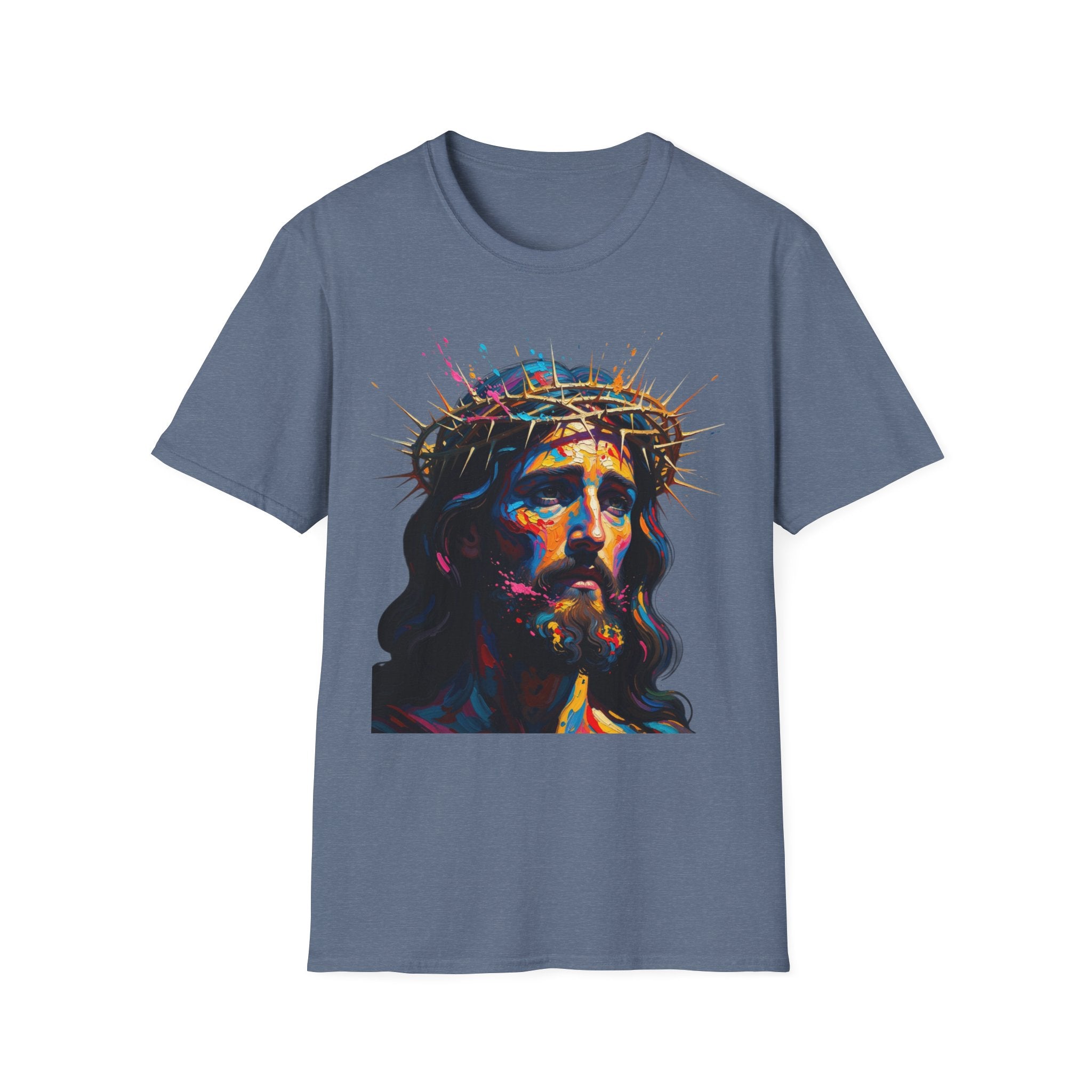 Jesus with Crown of Thorns T-Shirt | Colorful Portrait, Religious Christian Tee