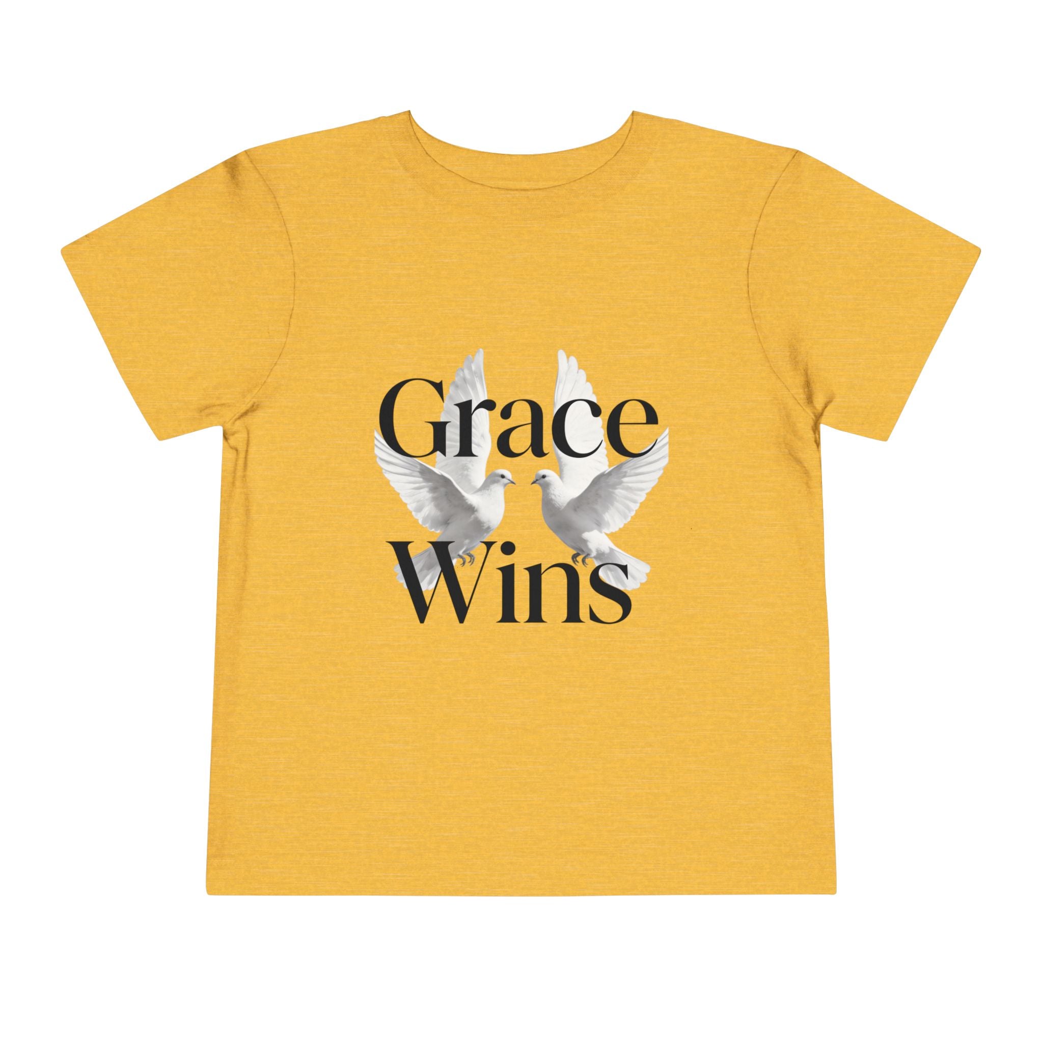 Toddler Tee — "Grace Wins" Dove Graphic Christian Short Sleeve Shirt