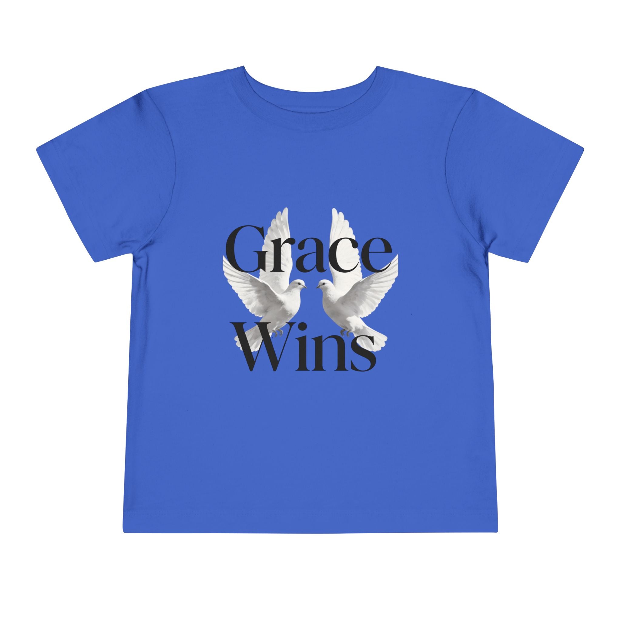 Toddler Tee — "Grace Wins" Dove Graphic Christian Short Sleeve Shirt