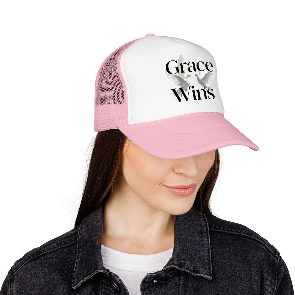 Grace Wins Trucker Hat — Inspirational Dove Foam Cap