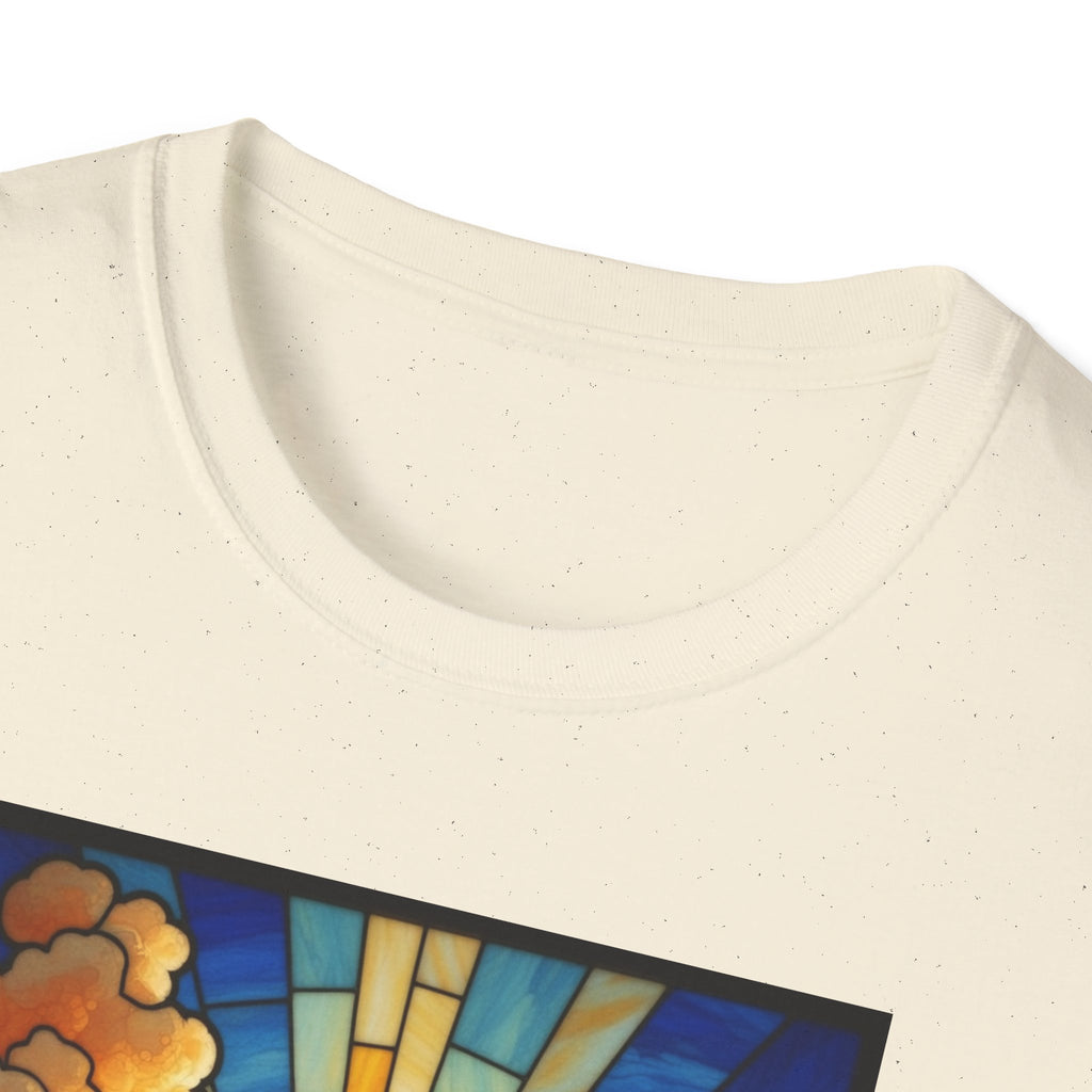 Christian Cross T-Shirt — Stained Glass Sunrise Faith Tee