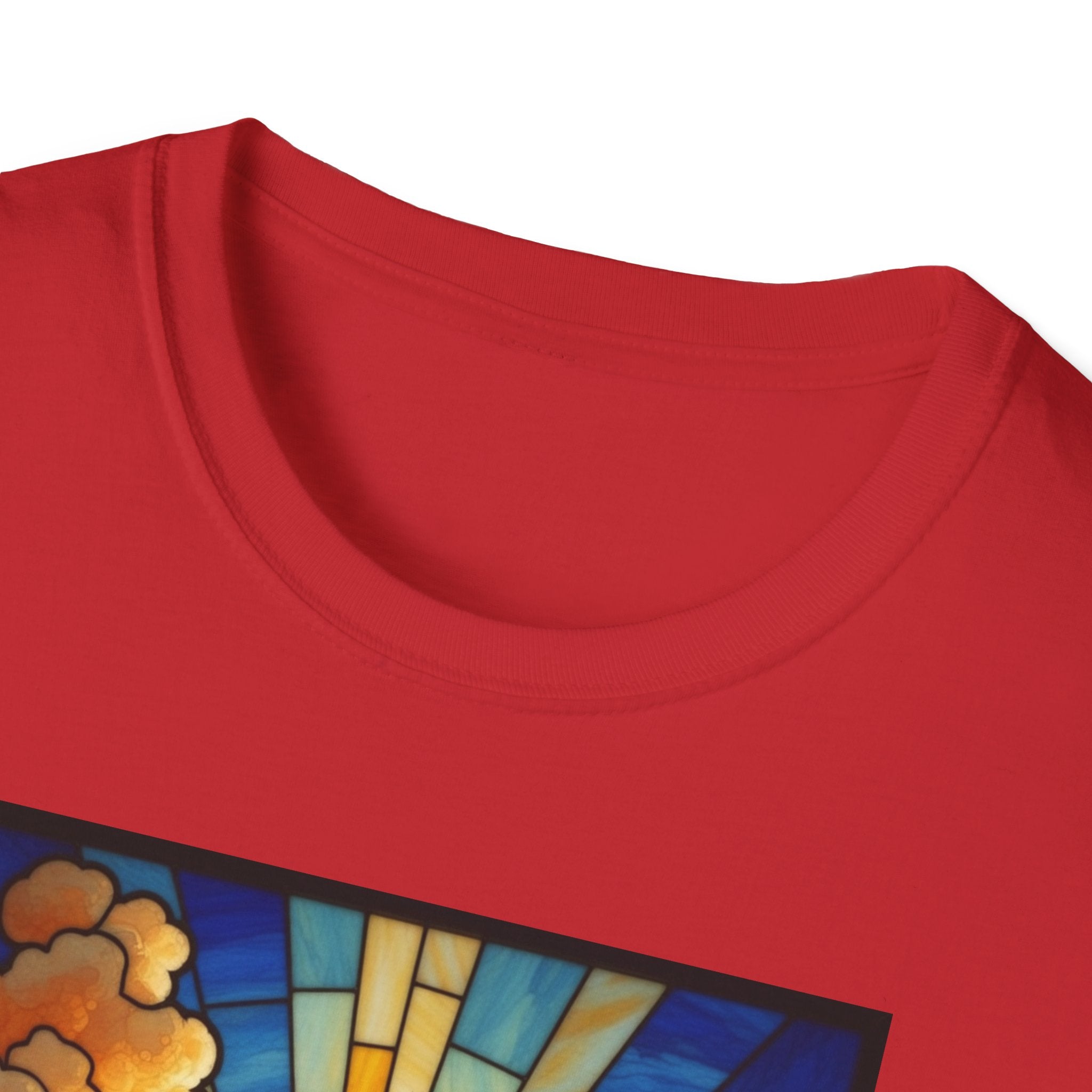 Christian Cross T-Shirt — Stained Glass Sunrise Faith Tee