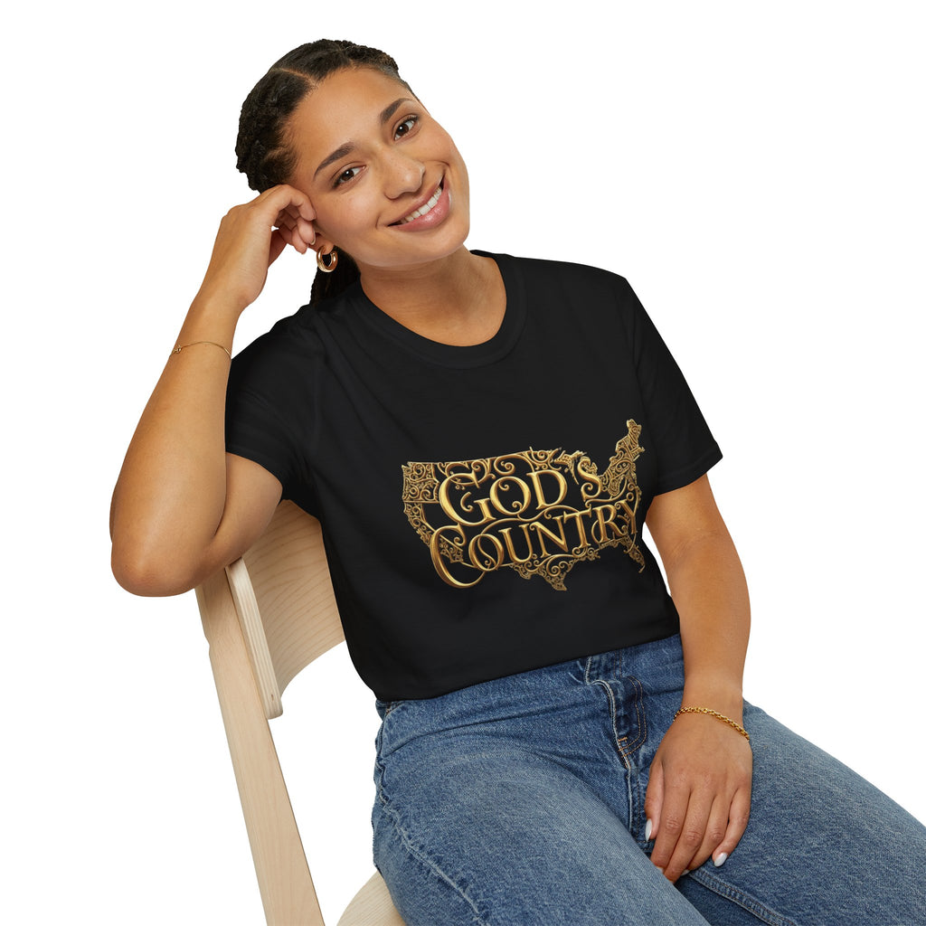 God's Country T-Shirt — Vintage USA Map Faith Tee