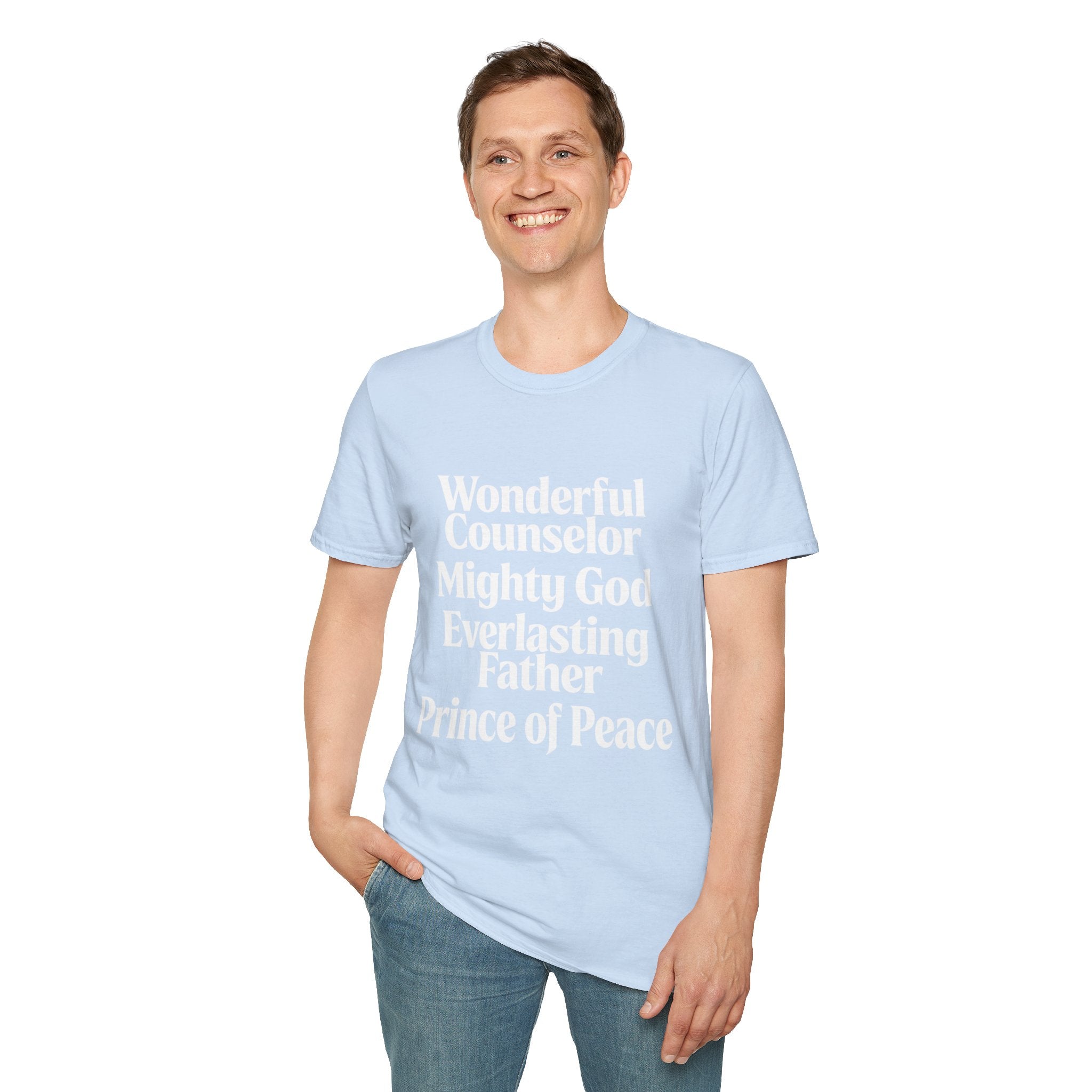 Names of Jesus from Isaiah T-Shirt — Plain Softstyle Crew Tee