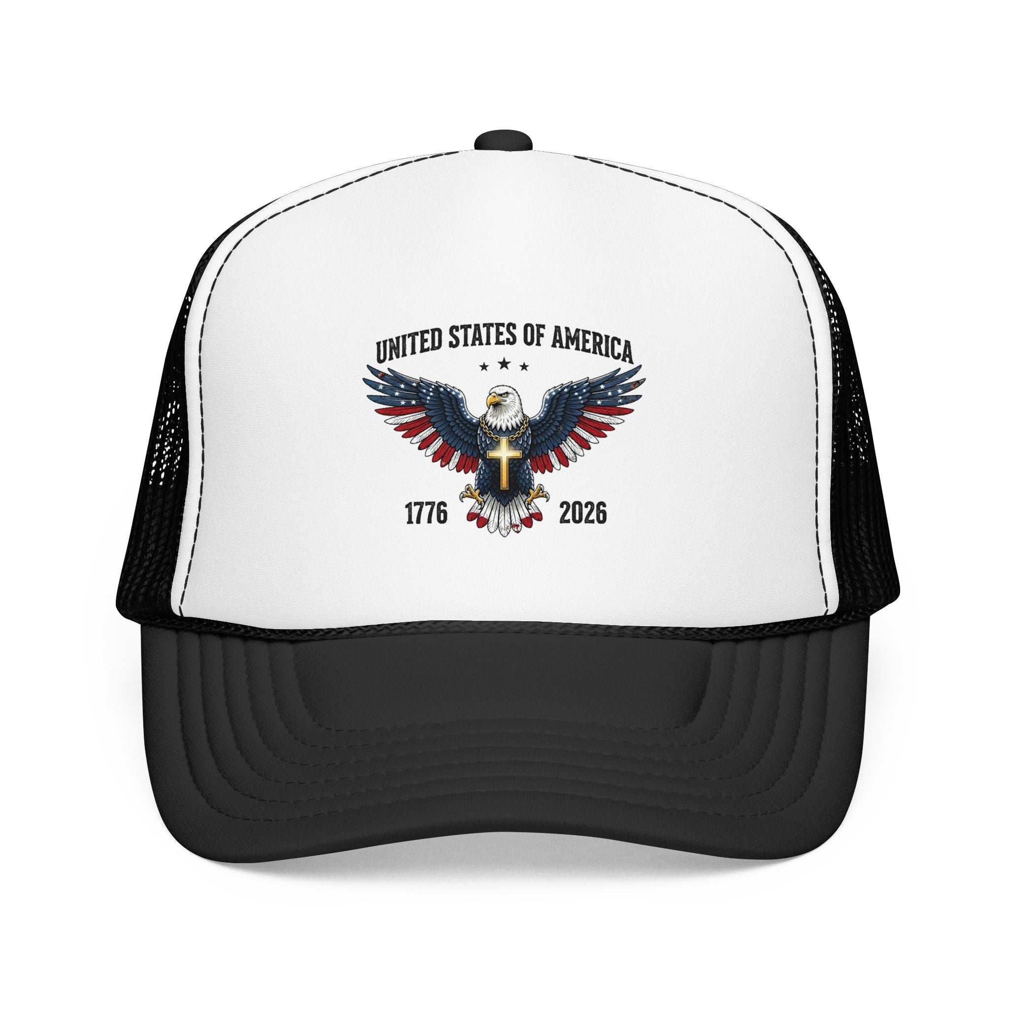 American Eagle Trucker Hat – Patriotic Cross & Flag Design