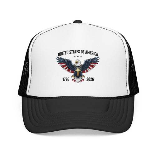 American Eagle Trucker Hat – Patriotic Cross & Flag Design