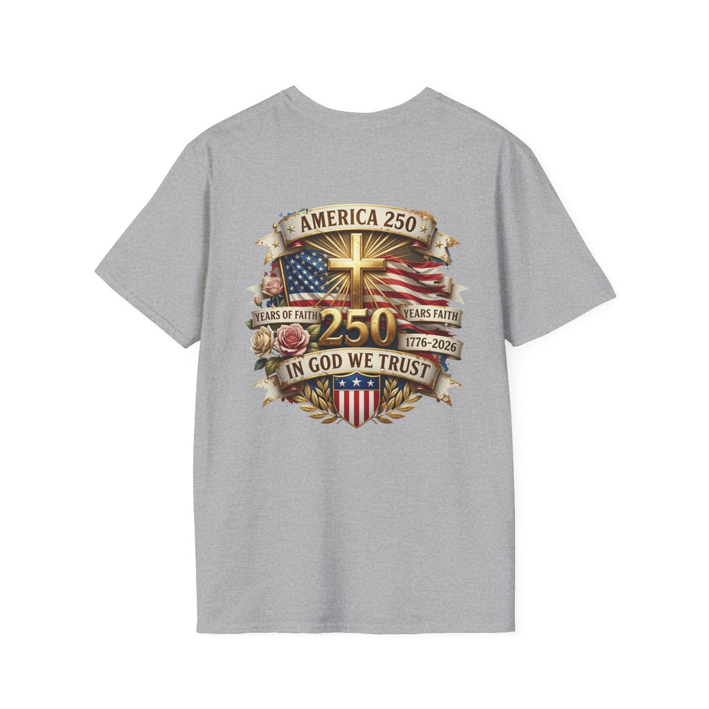 His Life Apparel Christian American 250 T‑Shirt — Three Crosses Faith Graphic