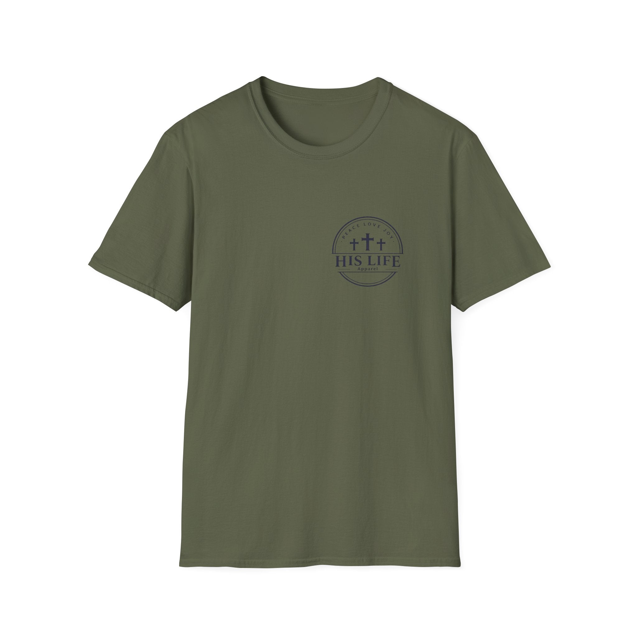 His Life Apparel Christian American 250 T‑Shirt — Three Crosses Faith Graphic