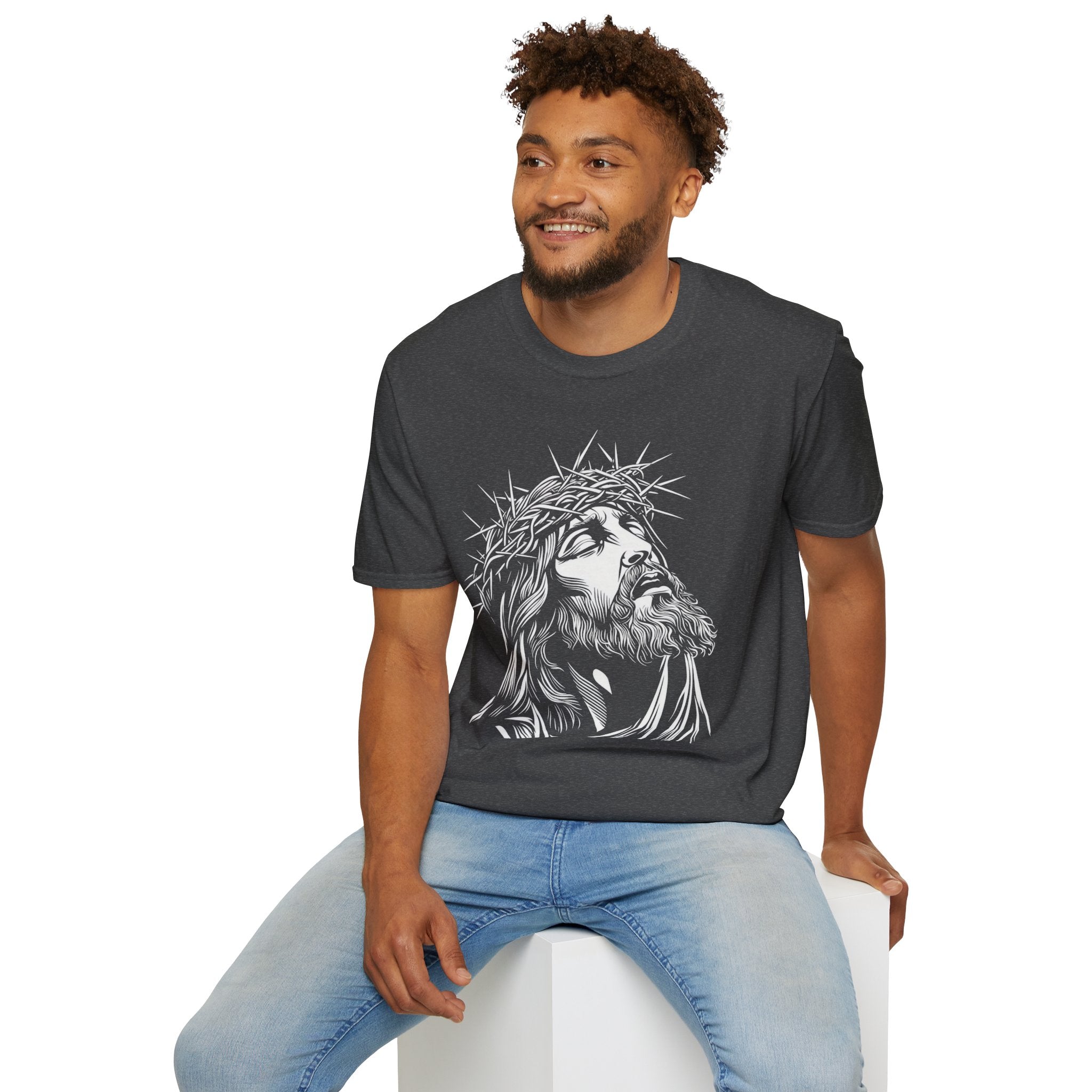 Jesus Portrait T-Shirt – Crown of Thorns Christian Faith Tee