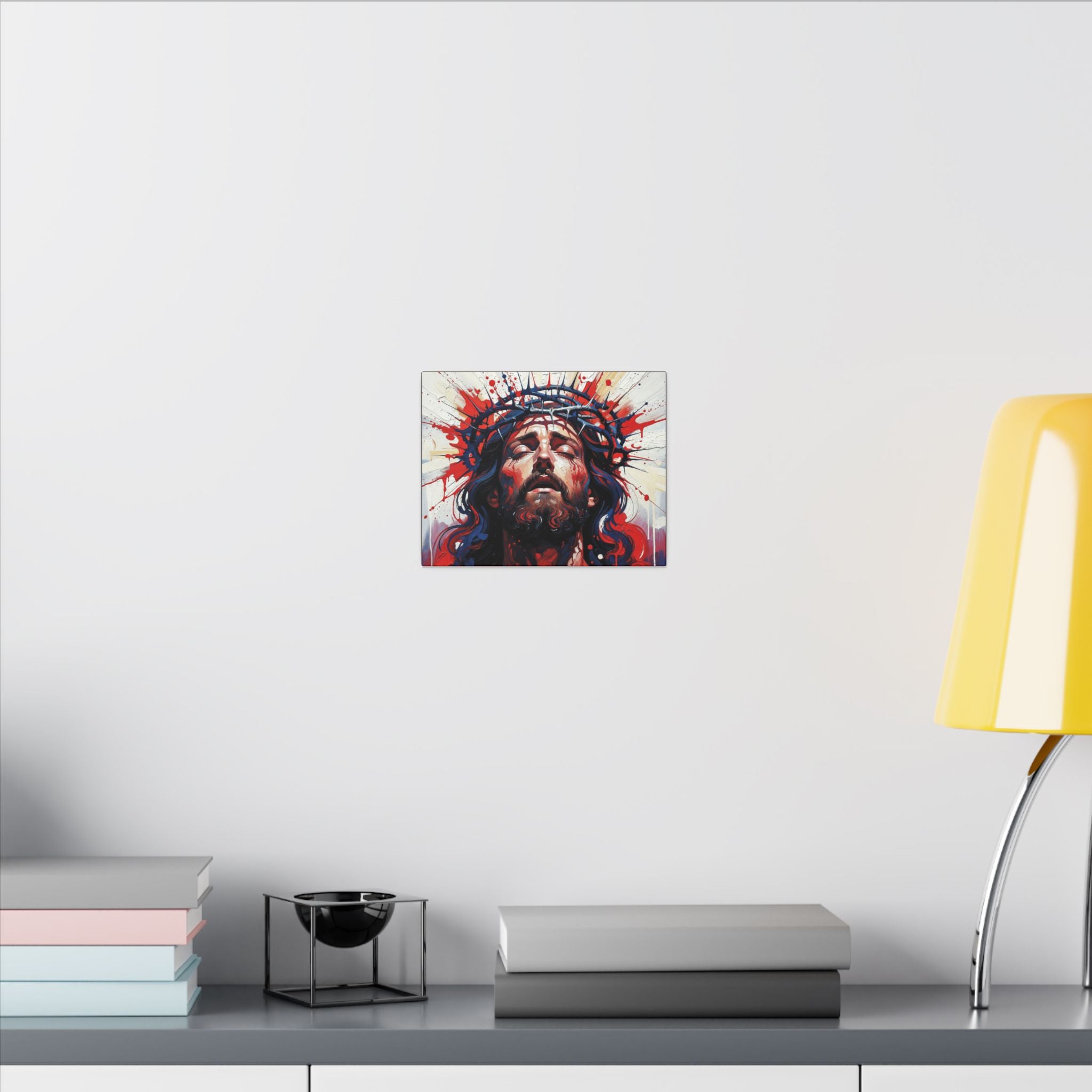 Jesus Christ Crown of Thorns Canvas Wall Art — Dramatic Religious Portrait
