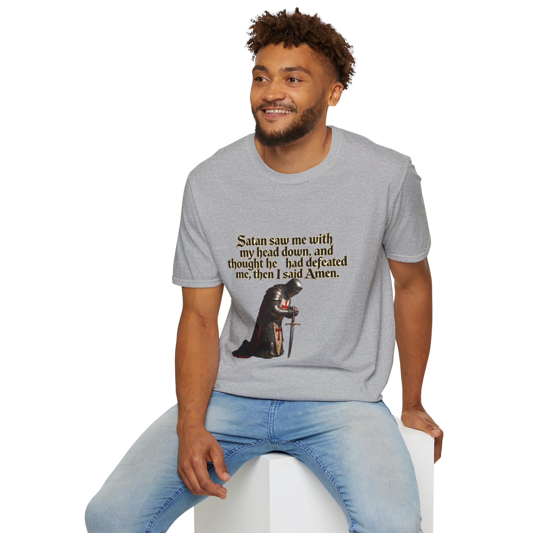Christian Prayer T‑Shirt — "Satan Saw Me…Then I Said Amen" Faith Tee