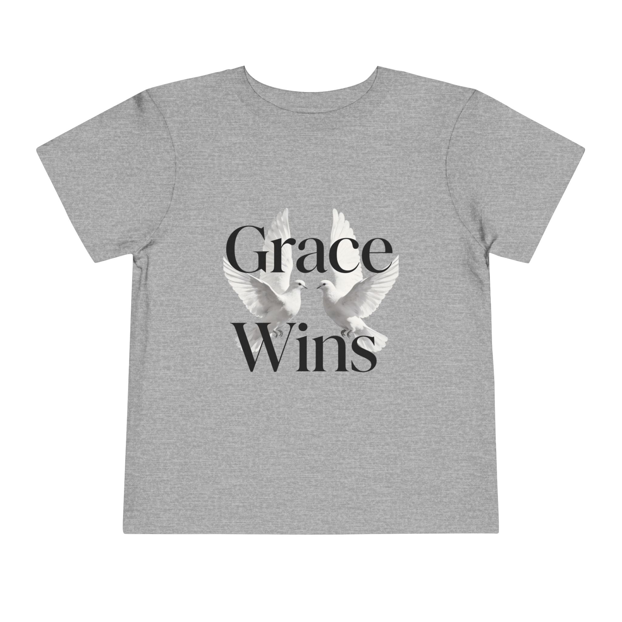 Toddler Tee — "Grace Wins" Dove Graphic Christian Short Sleeve Shirt