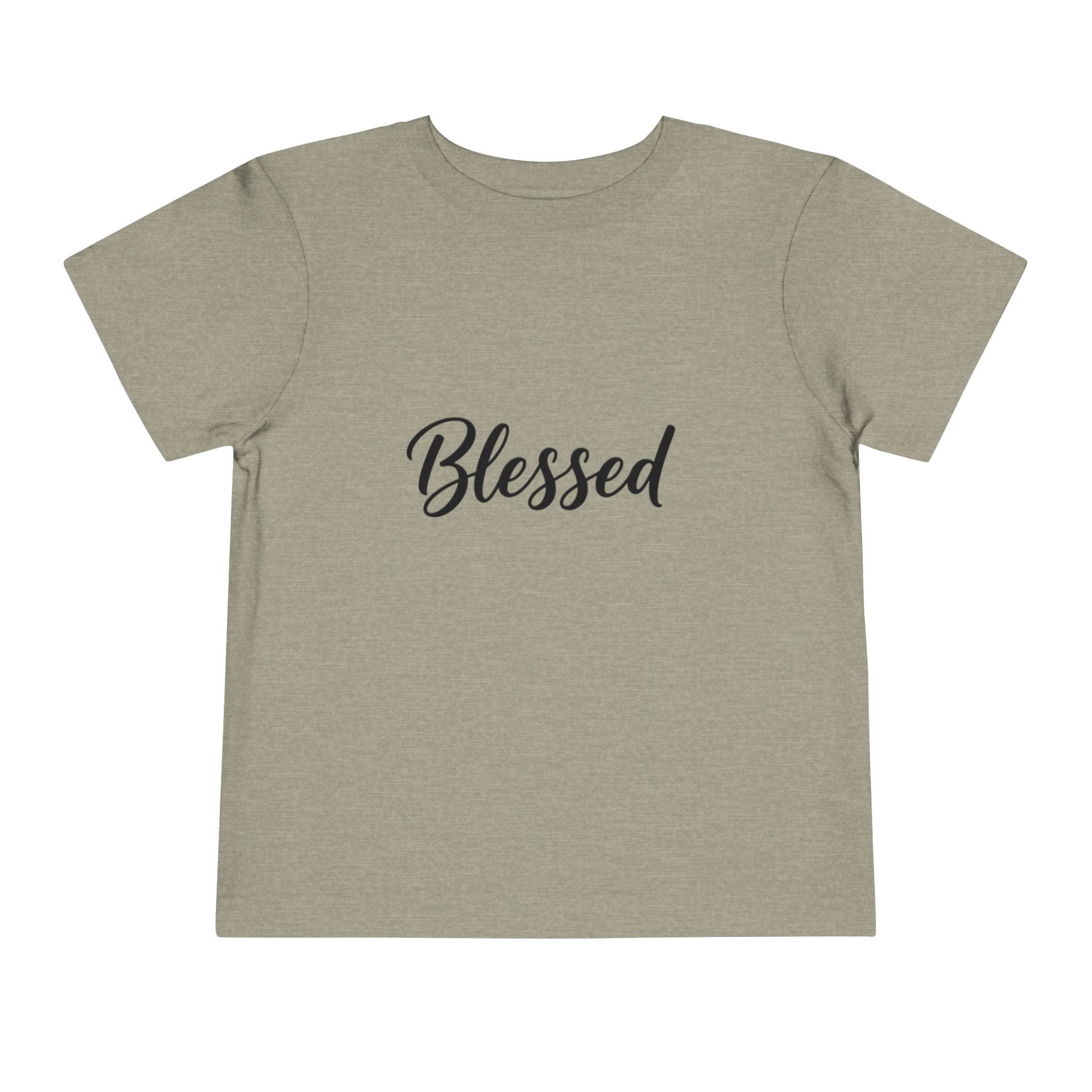 Blessed Toddler Tee — White Short Sleeve Baby Shirt with Script Text