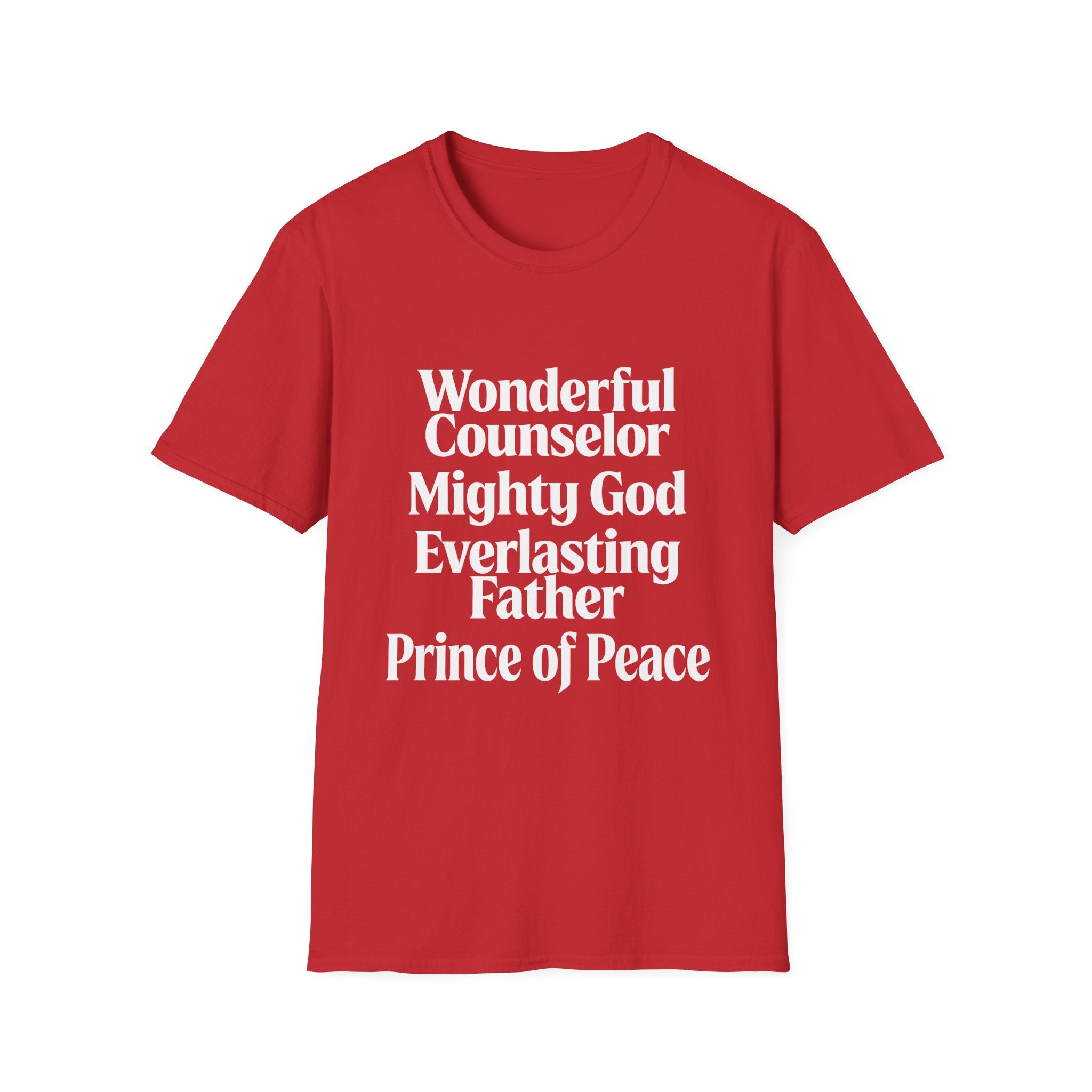 Names of Jesus from Isaiah T-Shirt — Plain Softstyle Crew Tee