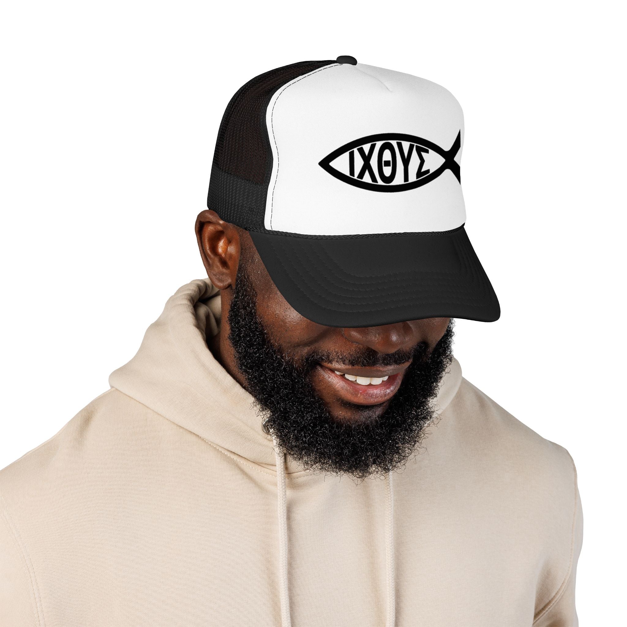 Christian Fish Trucker Hat with ΙΧΘΥΣ Ichthys Design