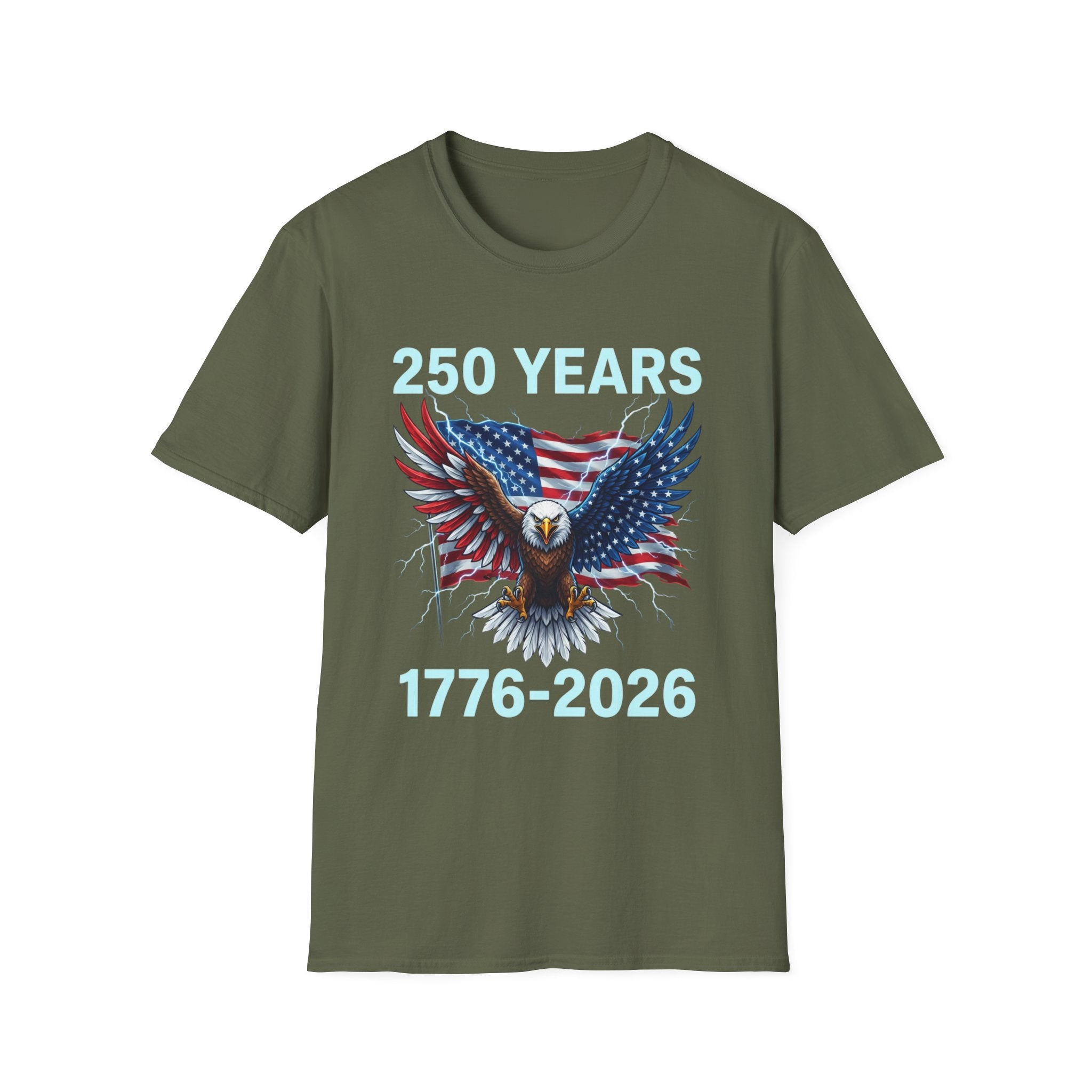250 Years 1776–2026 Eagle & American Flag T-Shirt — Patriotic 250th Anniversary Tee