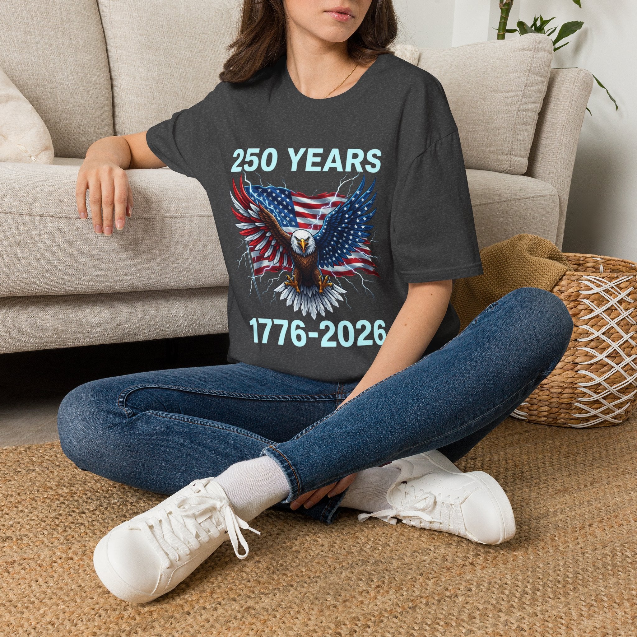 250 Years 1776–2026 Eagle & American Flag T-Shirt — Patriotic 250th Anniversary Tee