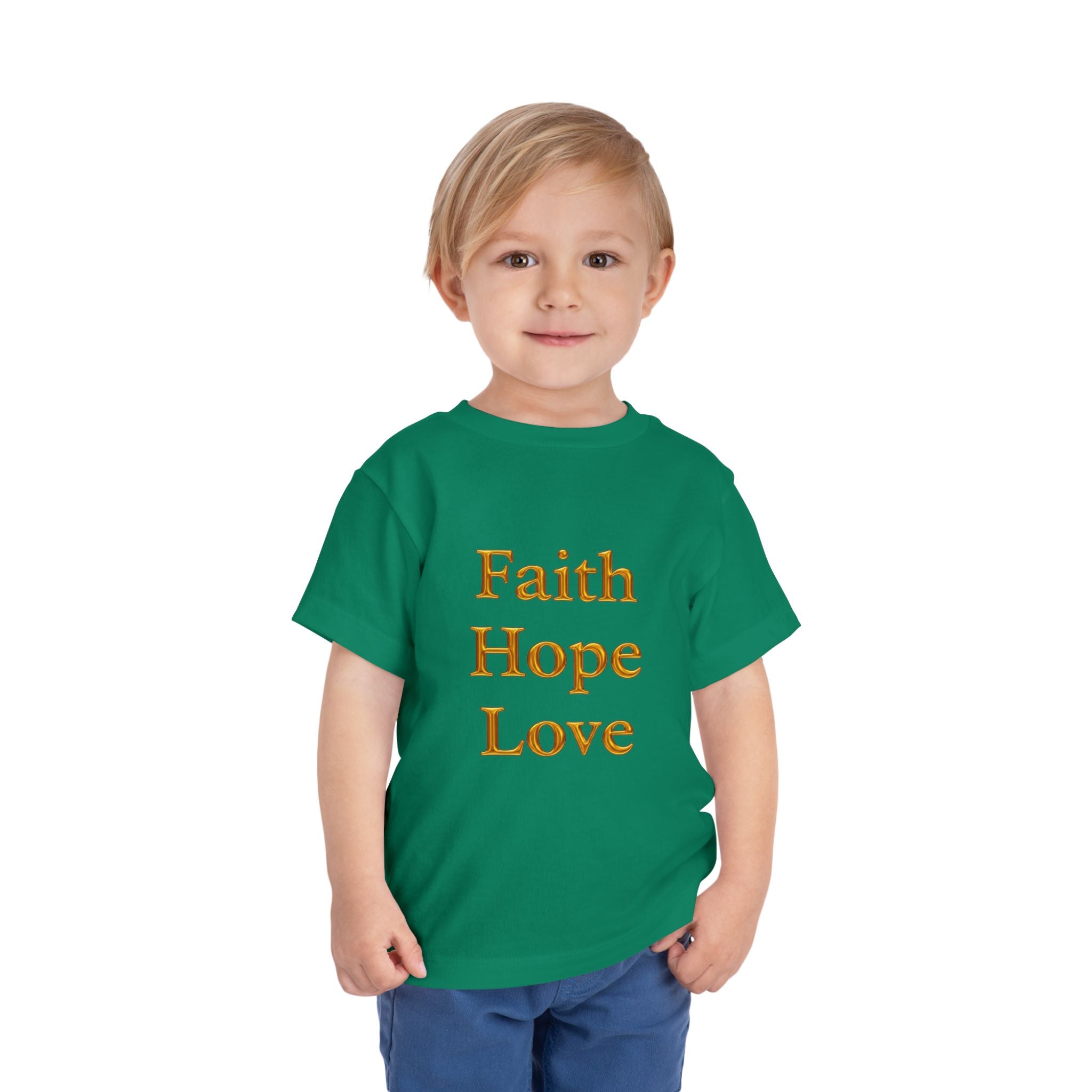 Toddler Tee — Faith Hope Love Gold Text