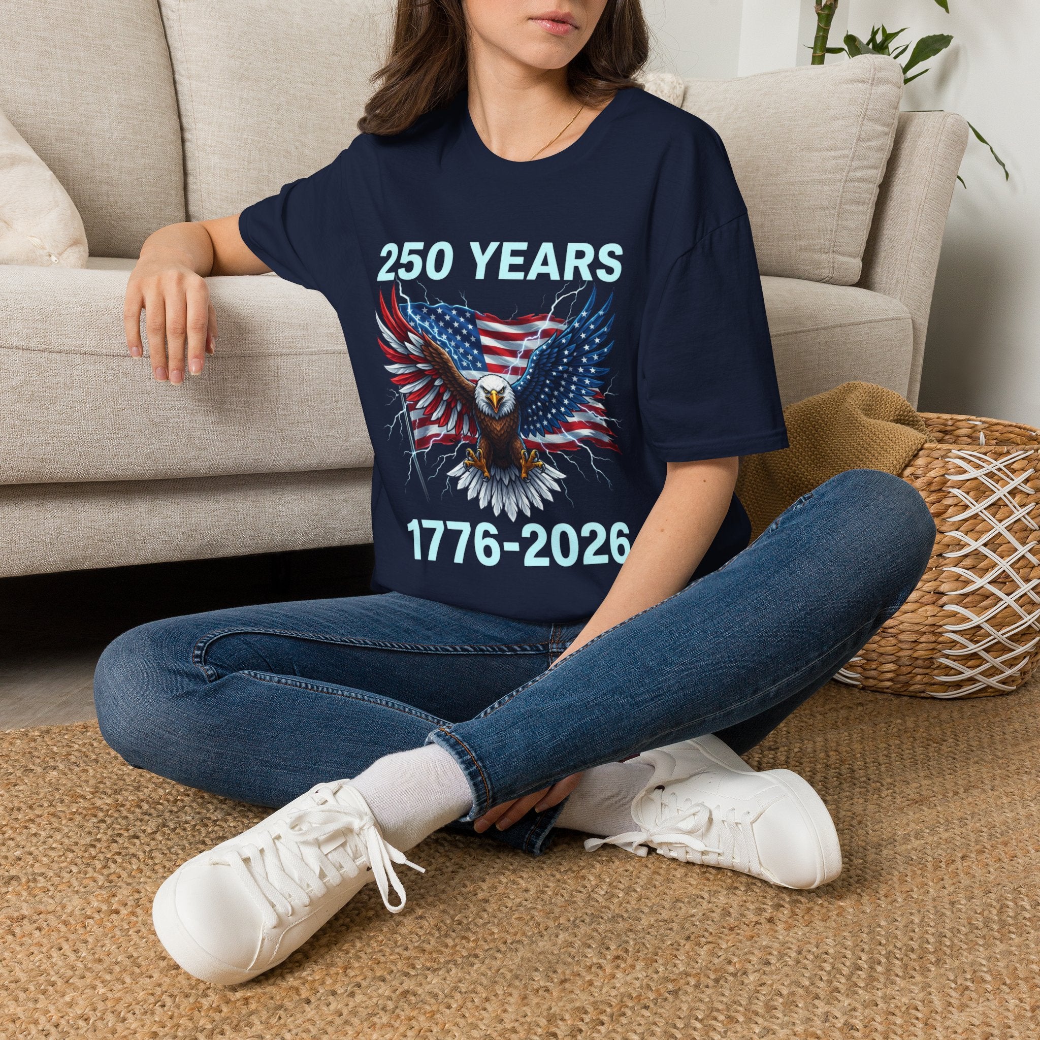 250 Years 1776–2026 Eagle & American Flag T-Shirt — Patriotic 250th Anniversary Tee