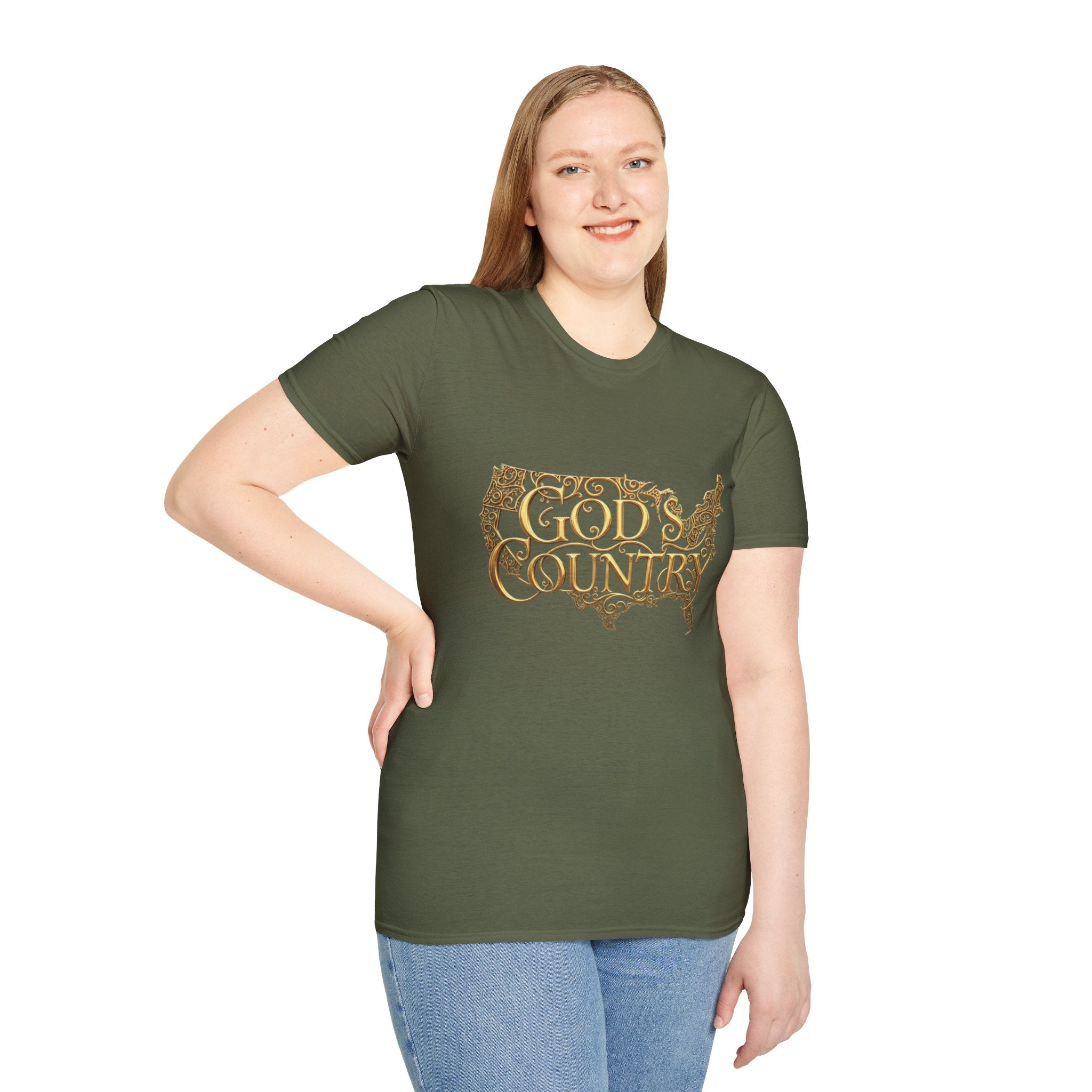 God's Country T-Shirt — Vintage USA Map Faith Tee