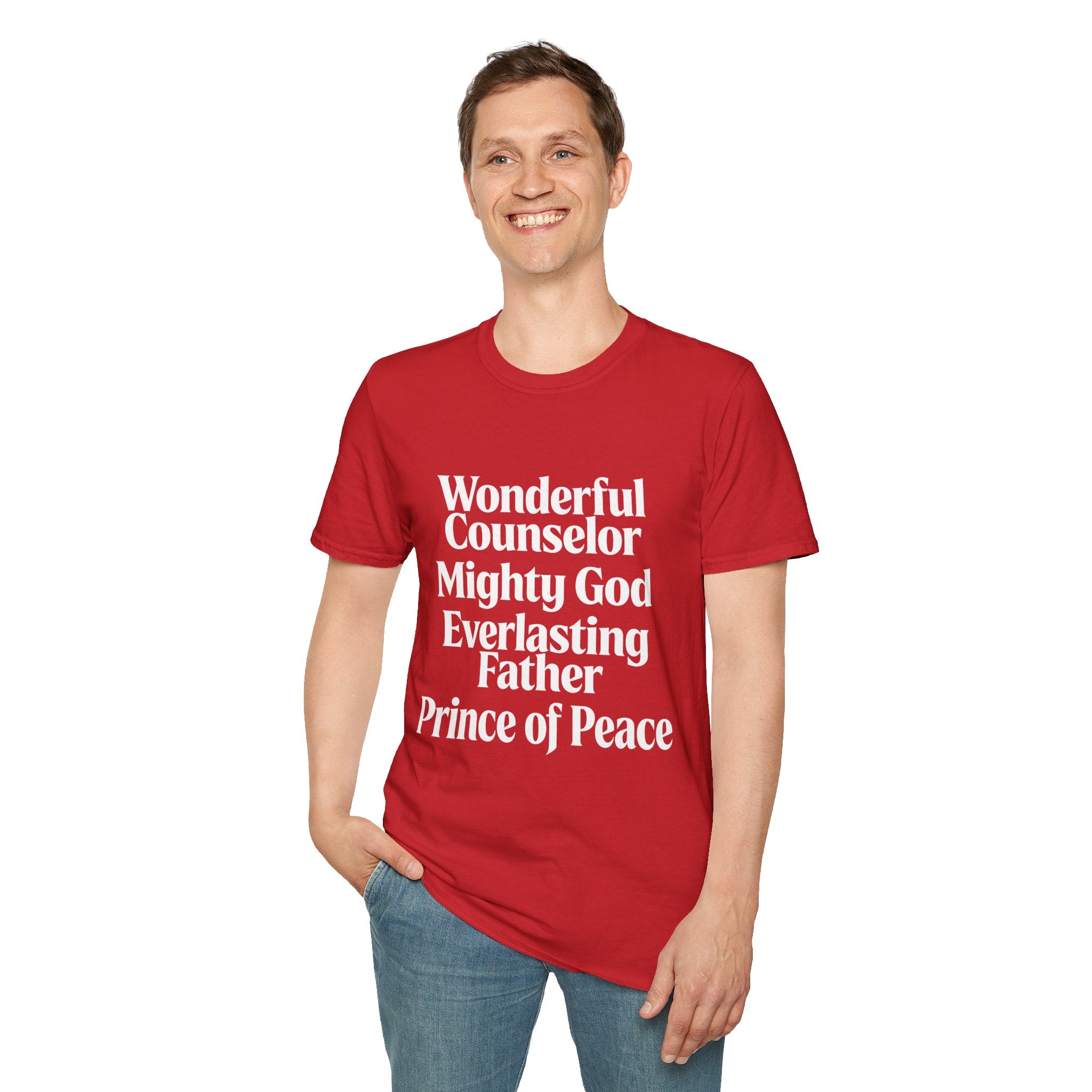Names of Jesus from Isaiah T-Shirt — Plain Softstyle Crew Tee