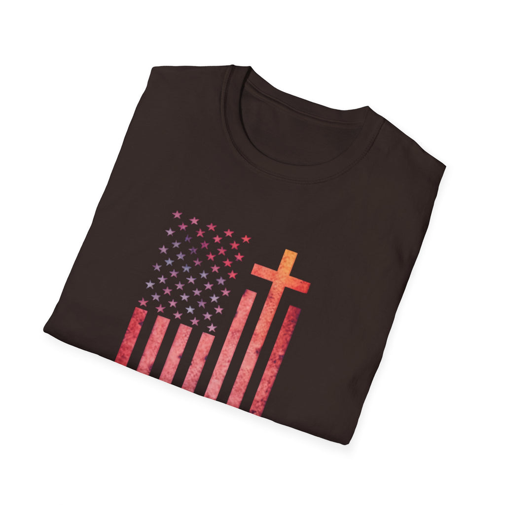 Faith Over Fear American Flag T-Shirt — Christian Cross Patriotic Tee