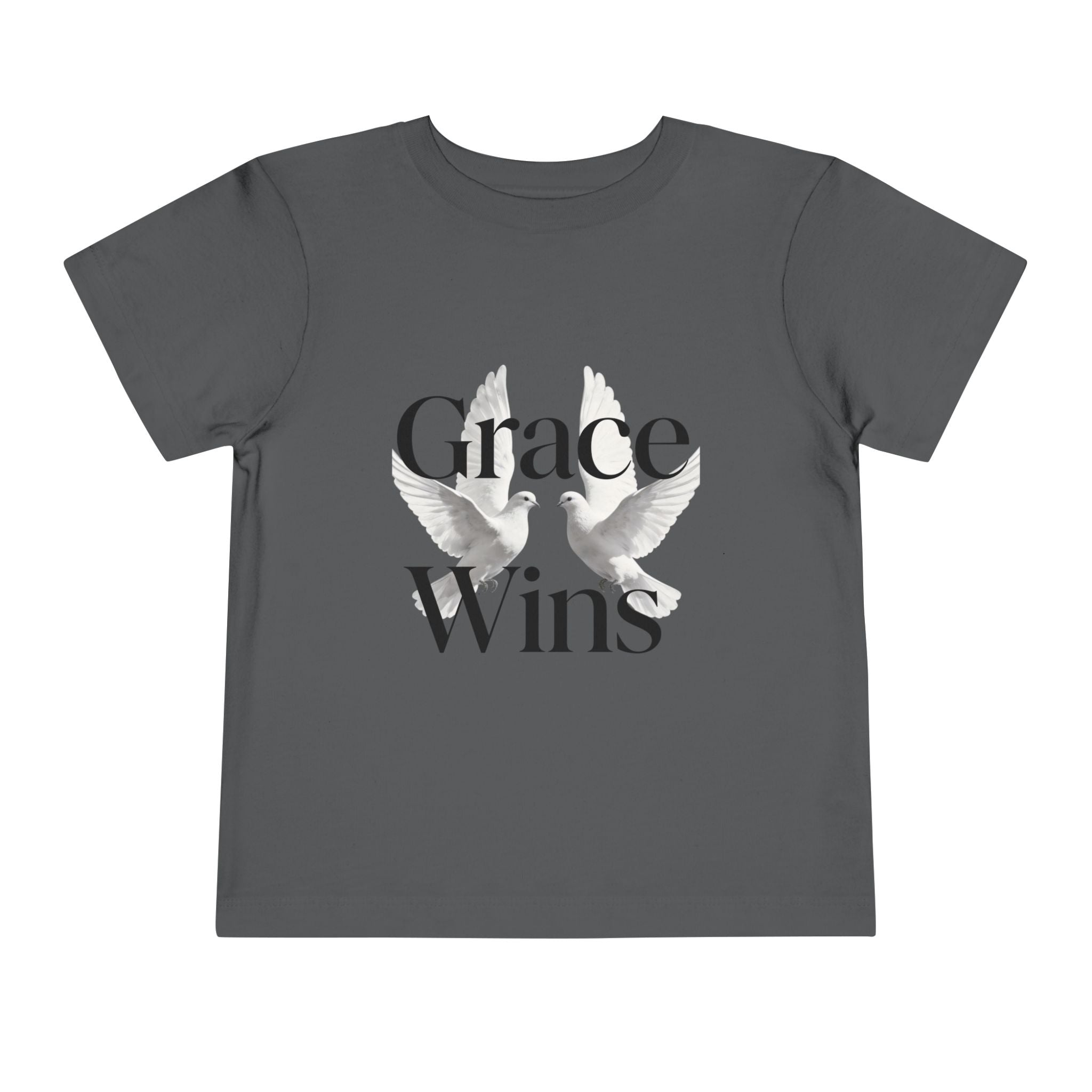 Toddler Tee — "Grace Wins" Dove Graphic Christian Short Sleeve Shirt