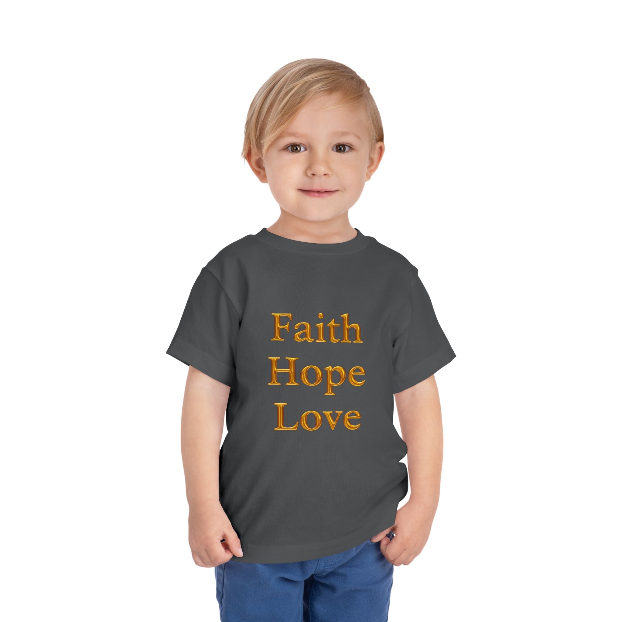 Toddler Tee — Faith Hope Love Gold Text