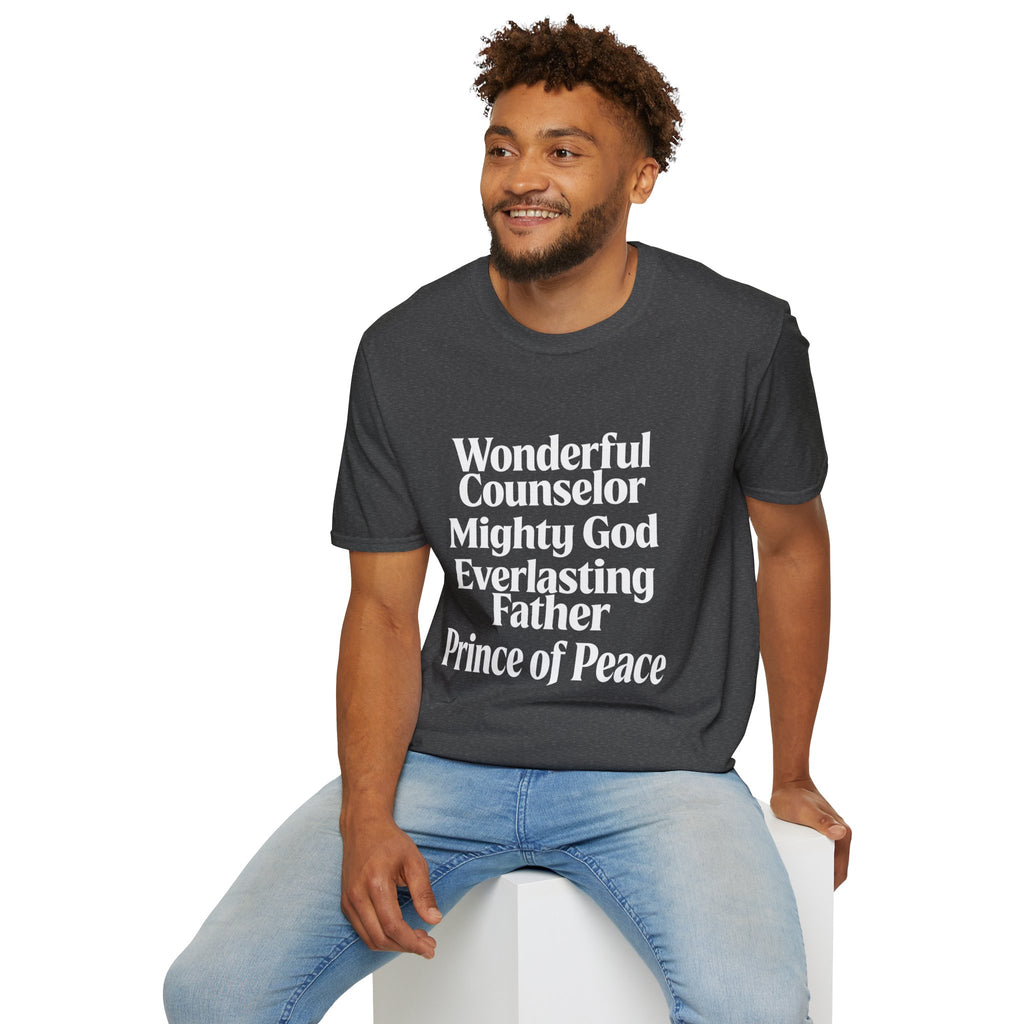 Names of Jesus from Isaiah T-Shirt — Plain Softstyle Crew Tee