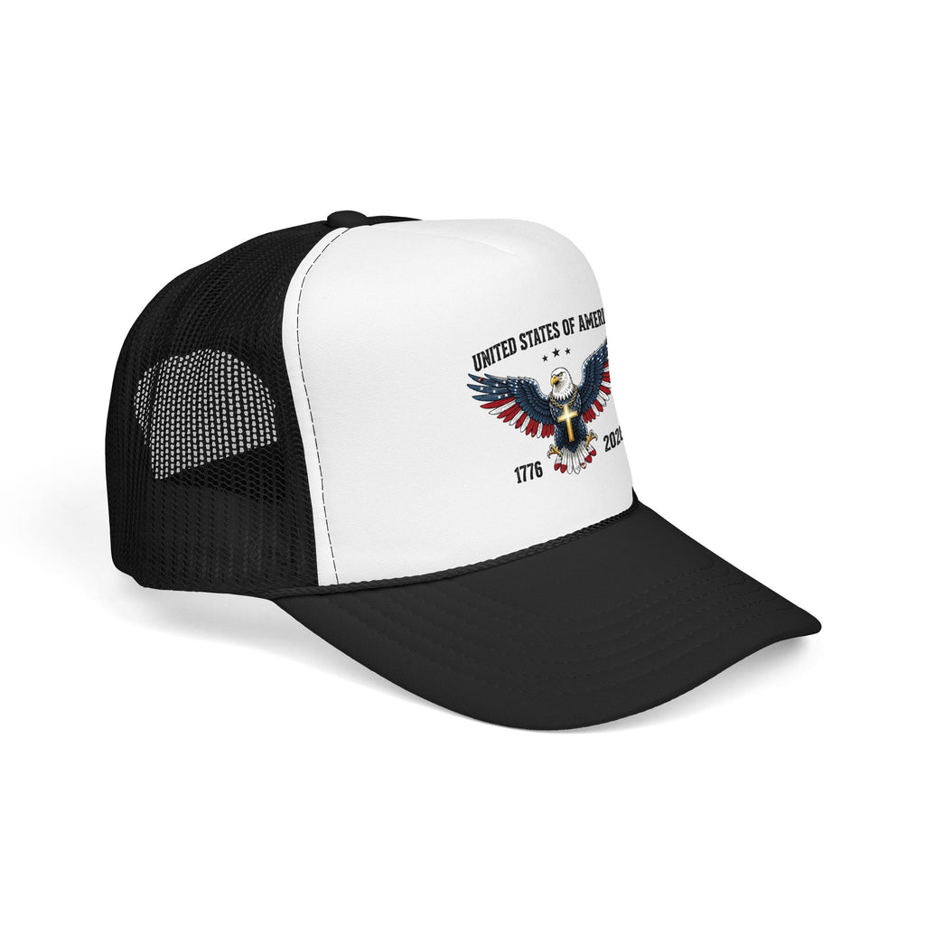 American Eagle Trucker Hat – Patriotic Cross & Flag Design