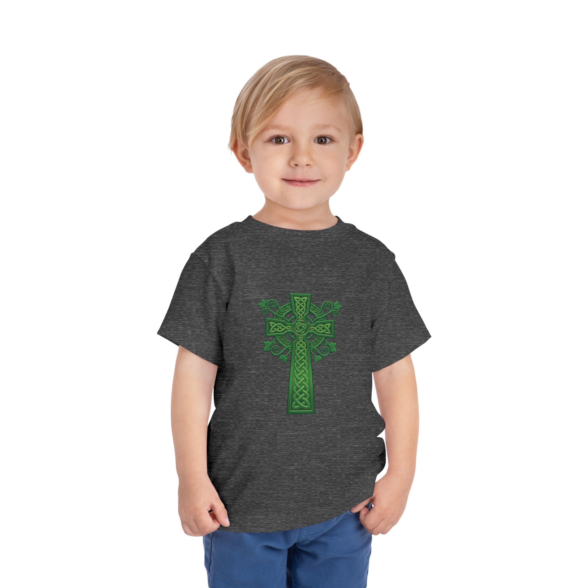Toddler Tee — Green Celtic Cross Graphic (St. Patrick’s Day)
