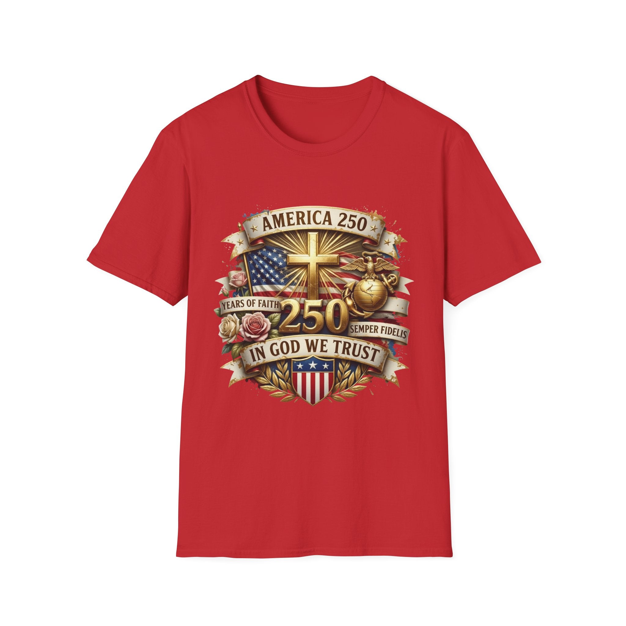 America 250 Christian T-Shirt — "In God We Trust" Patriotic Faith Tee