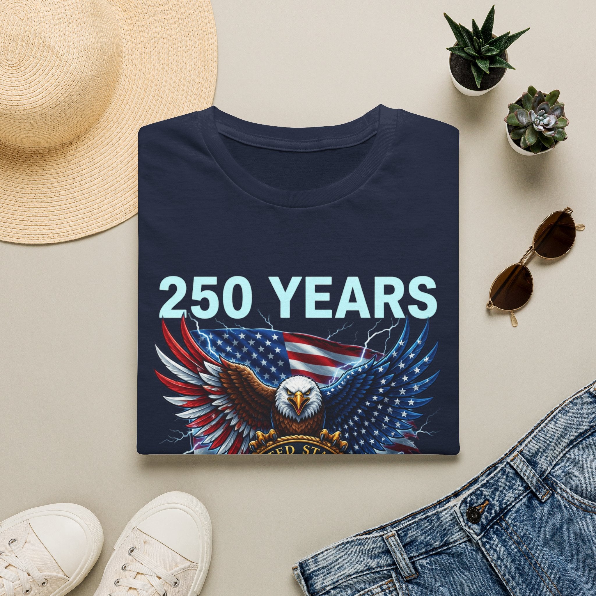 250 Years 1776–2026 Eagle Flag T-Shirt — Patriotic USA Anniversary Tee