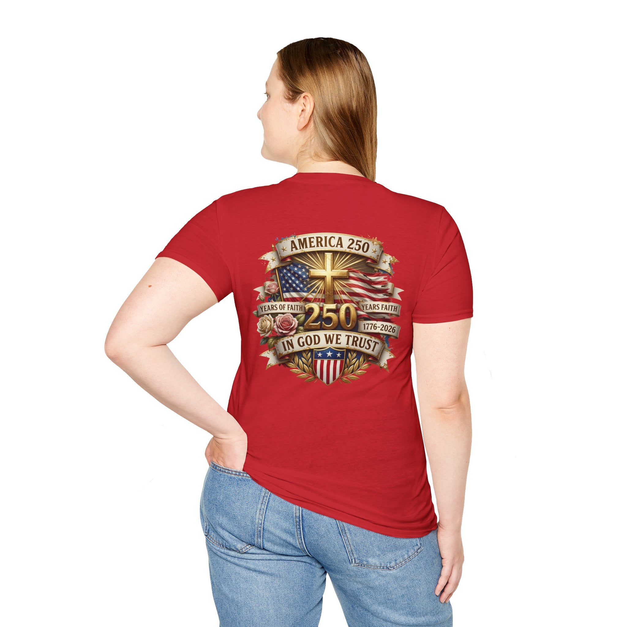 His Life Apparel Christian American 250 T‑Shirt — Three Crosses Faith Graphic